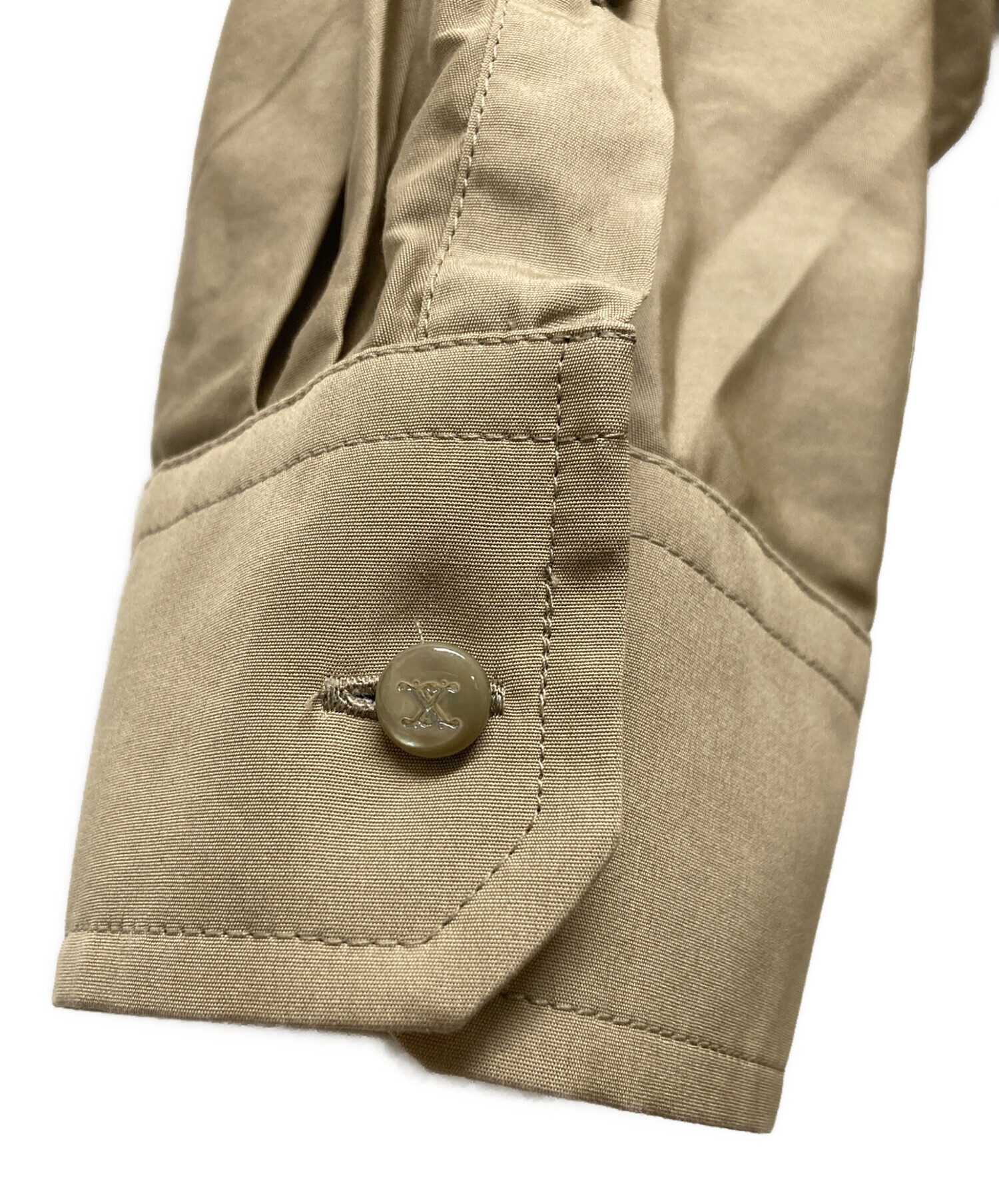 MaxMara フリル付きベージュシャツワンピースとコートの2点セット 中古・古着通販】MaxMara (マックスマーラ) フリルシャツワンピース