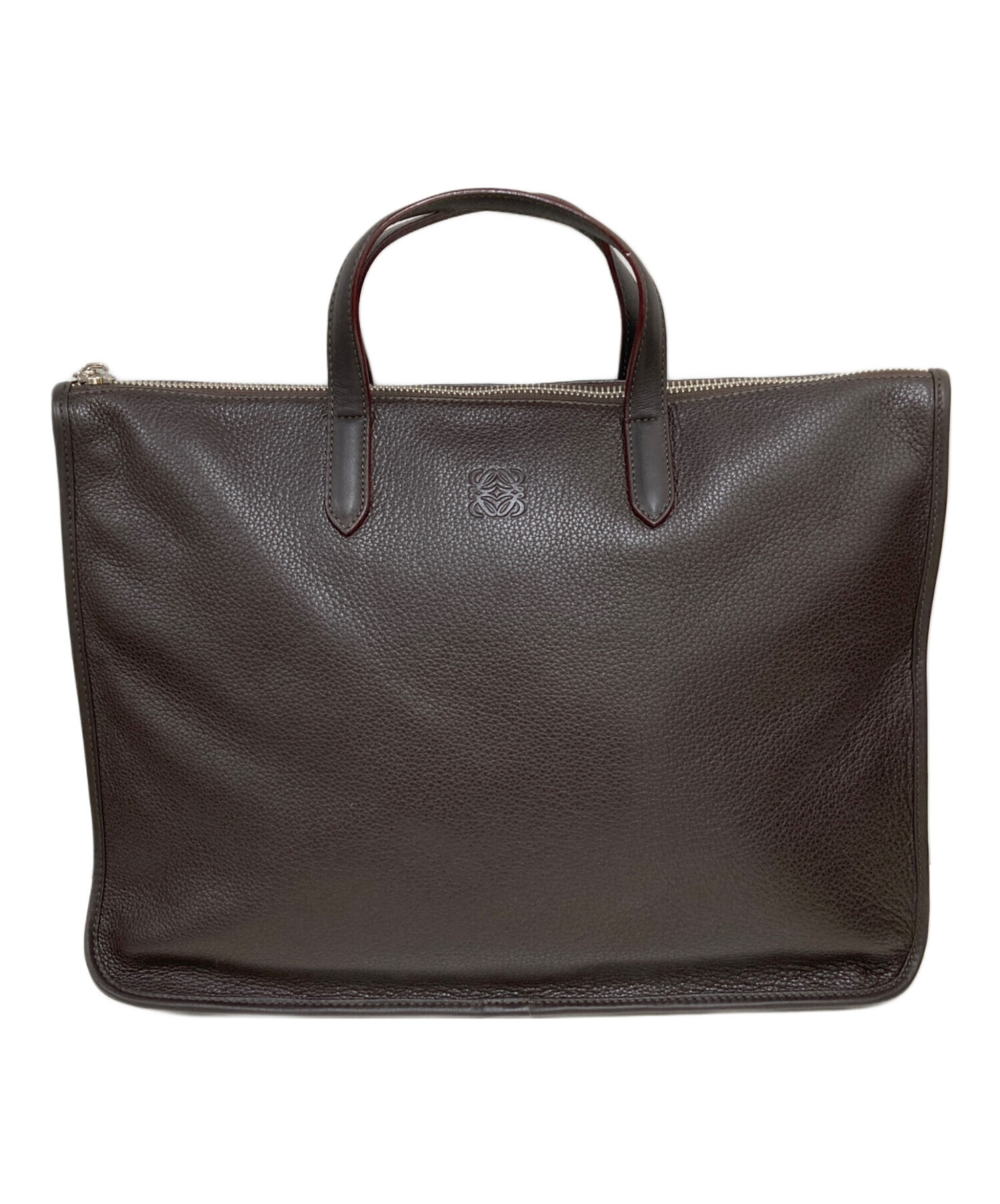 中古・古着通販】LOEWE (ロエベ) レザーブリーフケース ブラウン 