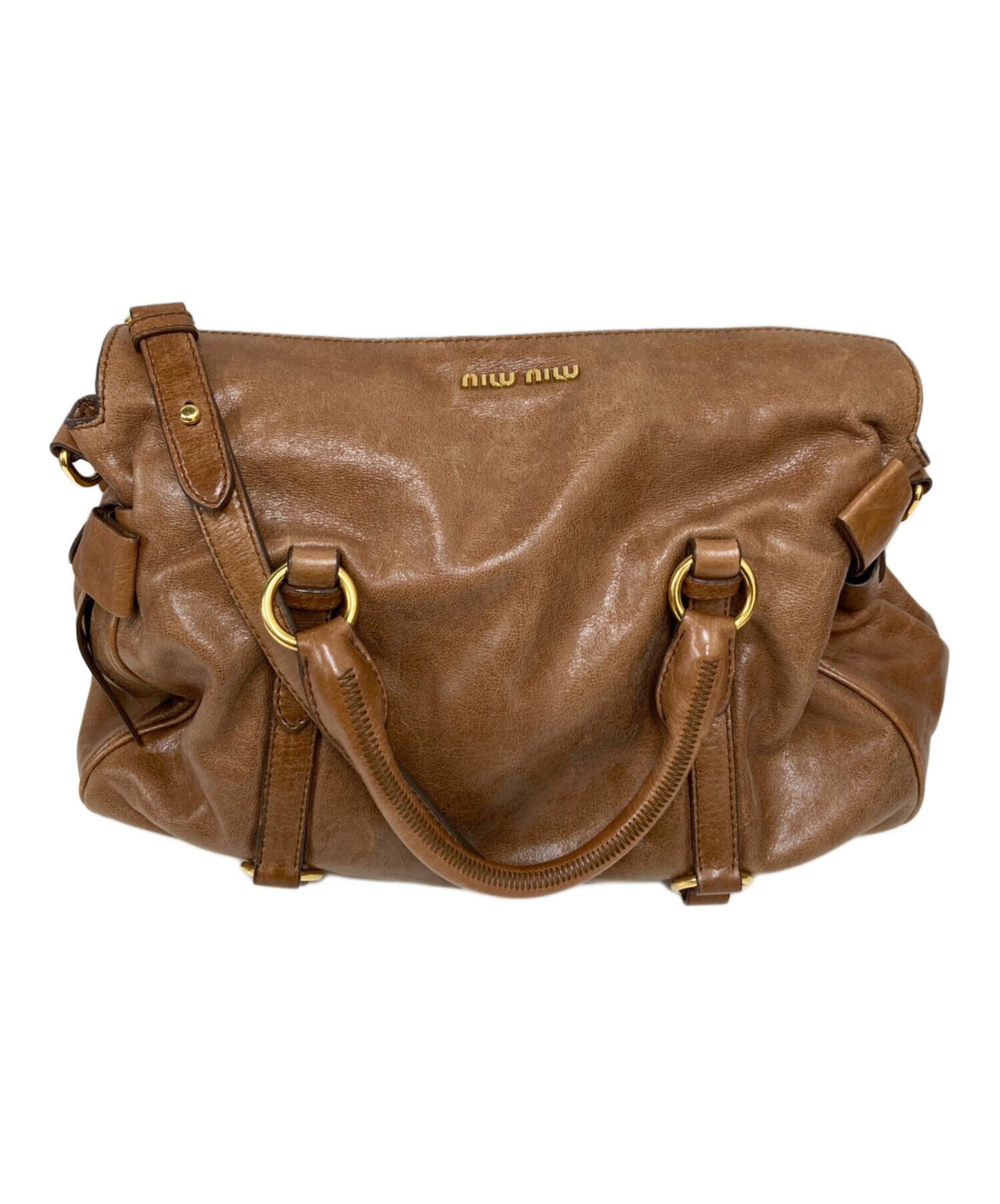 中古・古着通販】MIU MIU (ミュウミュウ) レザー2WAYバッグ ブラウン 