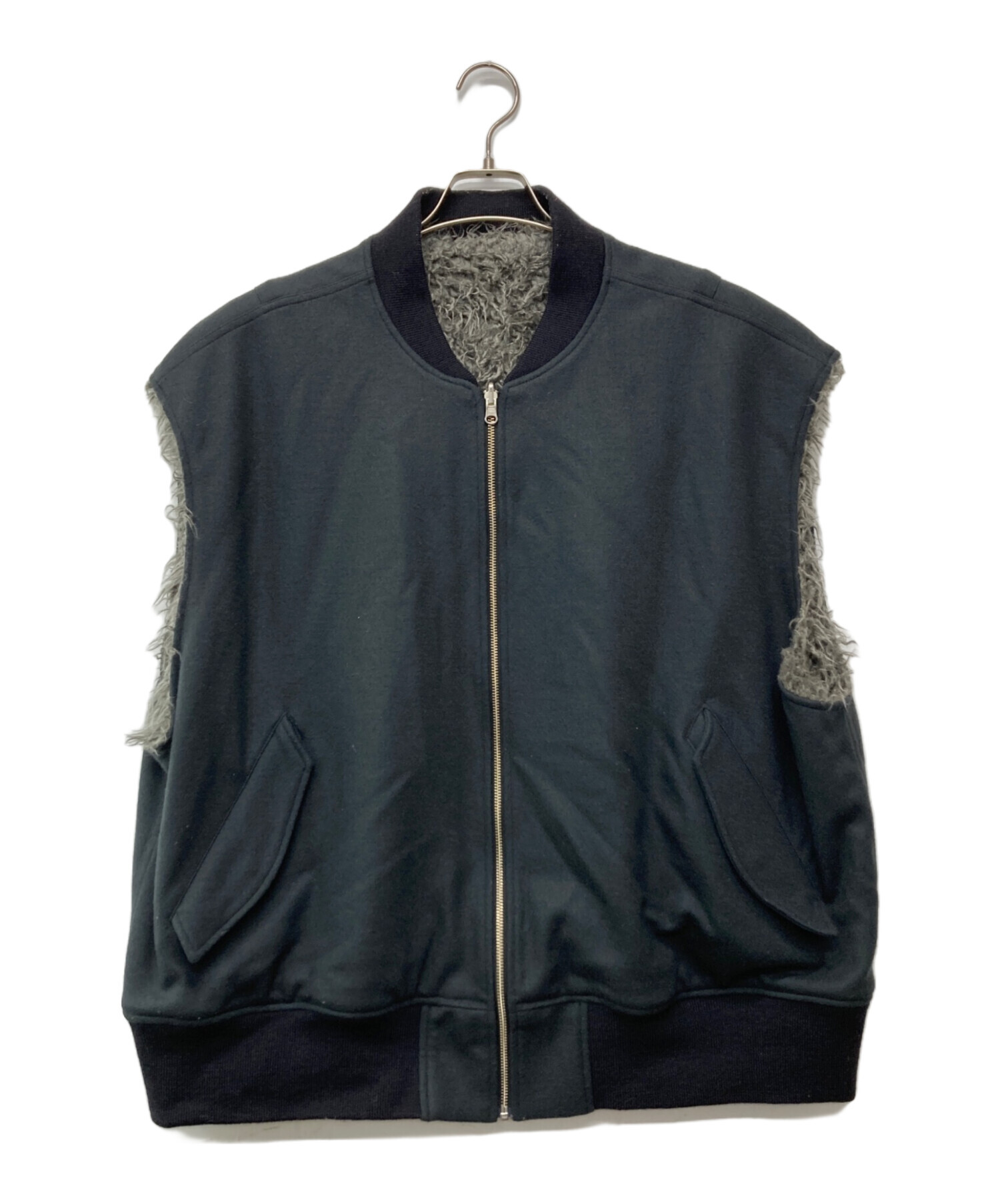 中古・古着通販】URU (ウル) リバーシブルボアベスト ブラック サイズ