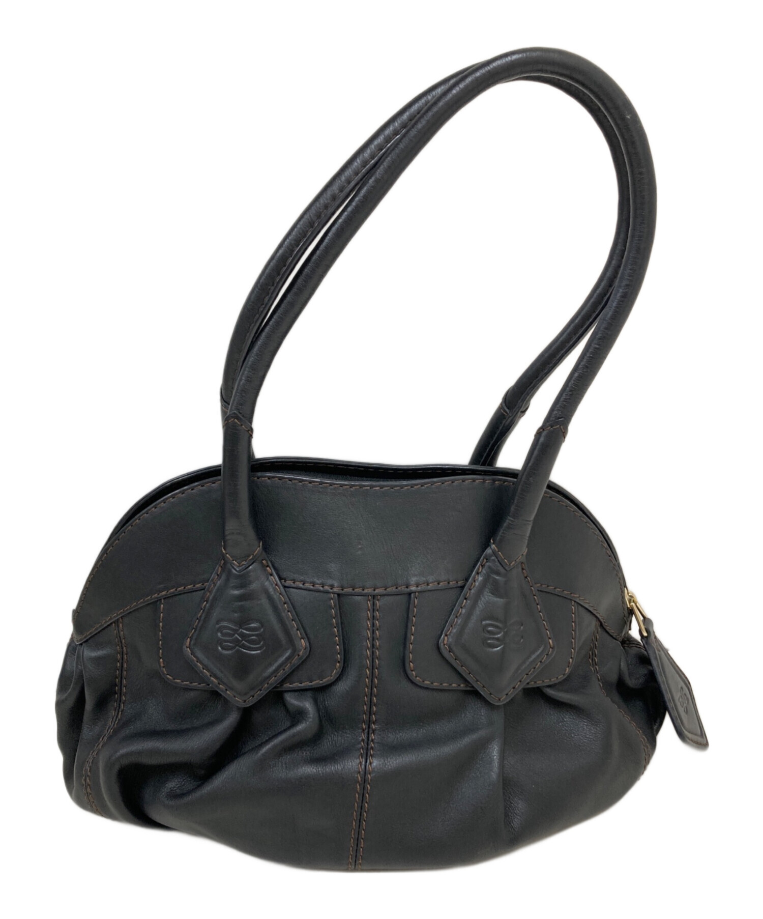 LANCEL ブラックレザー ハンドバッグ 中古・古着通販】LANCEL 