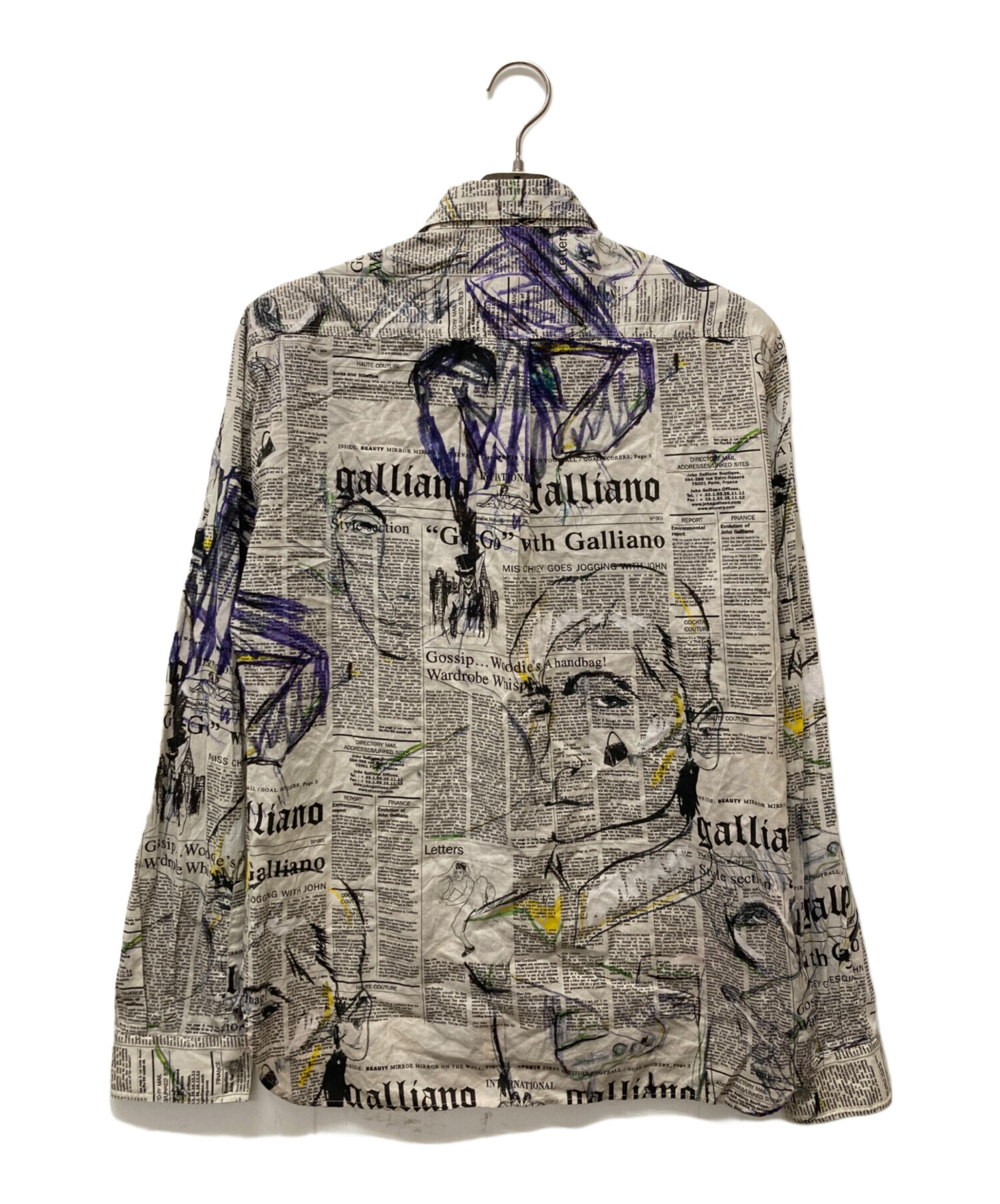 中古・古着通販】GALLIANO (ガリアーノ) ニュースペーパー柄シャツ