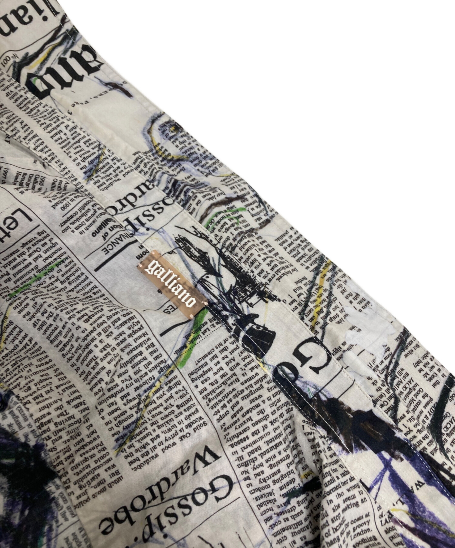中古・古着通販】GALLIANO (ガリアーノ) ニュースペーパー柄シャツ