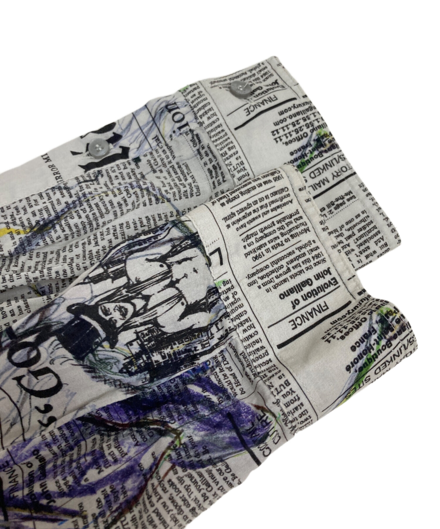 中古・古着通販】GALLIANO (ガリアーノ) ニュースペーパー柄シャツ