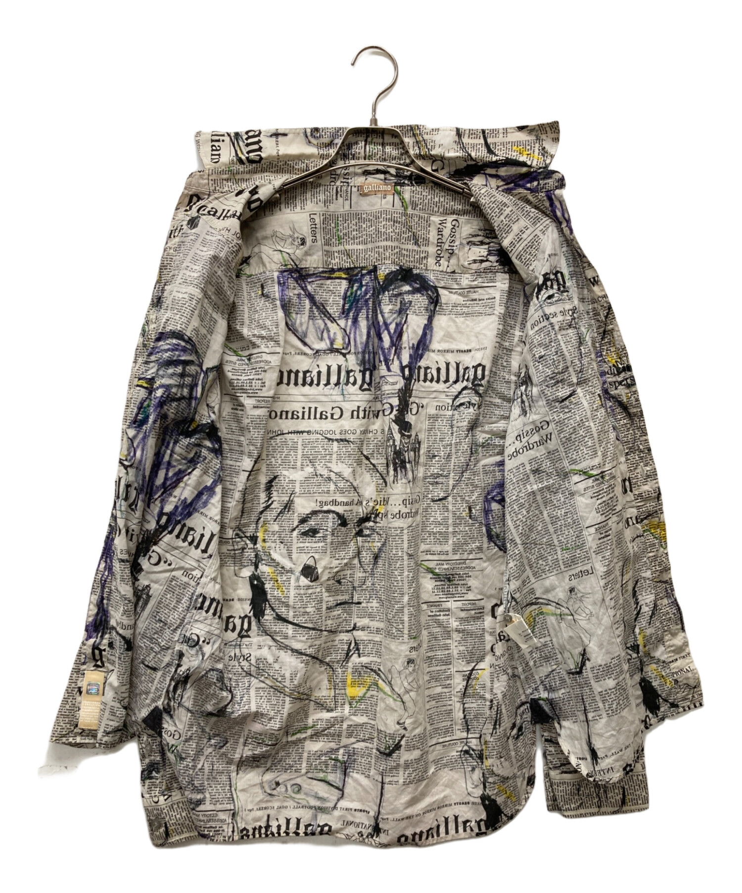 中古・古着通販】GALLIANO (ガリアーノ) ニュースペーパー柄シャツ