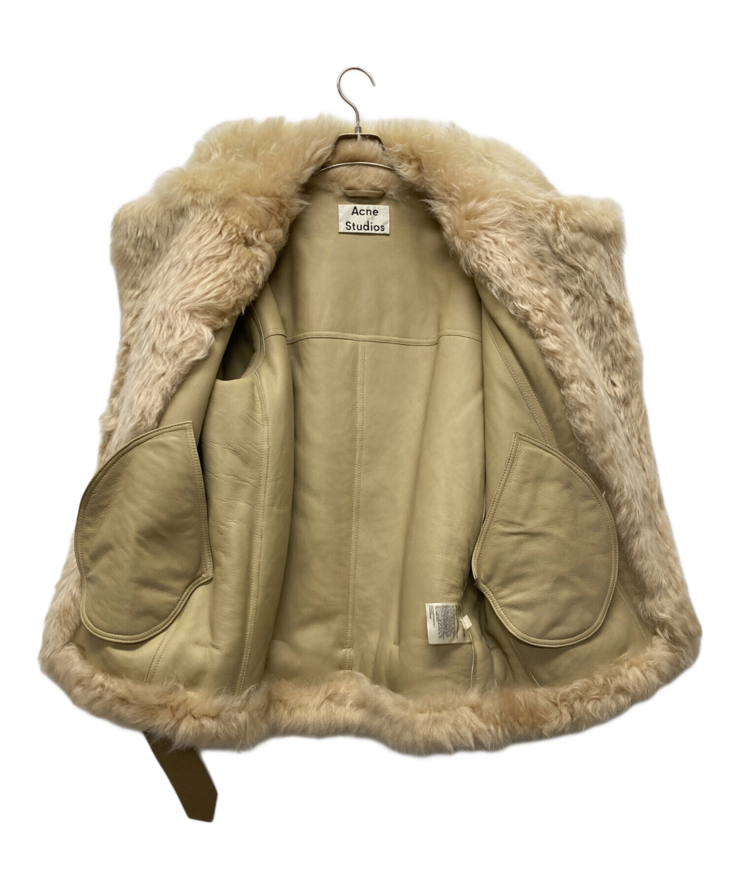 Acne Studios レザージャケット ライダース ダブル ベージュ 34 中古・古着通販】Acne studios (アクネ ストゥディオス) ファーダブル