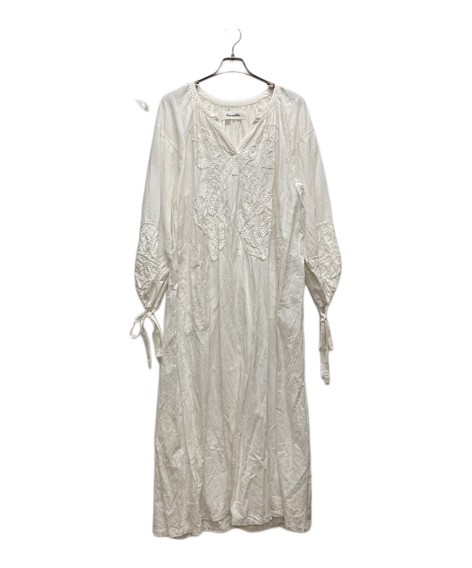 Sara mallika】COTTON-LINEN PATCH DRESS