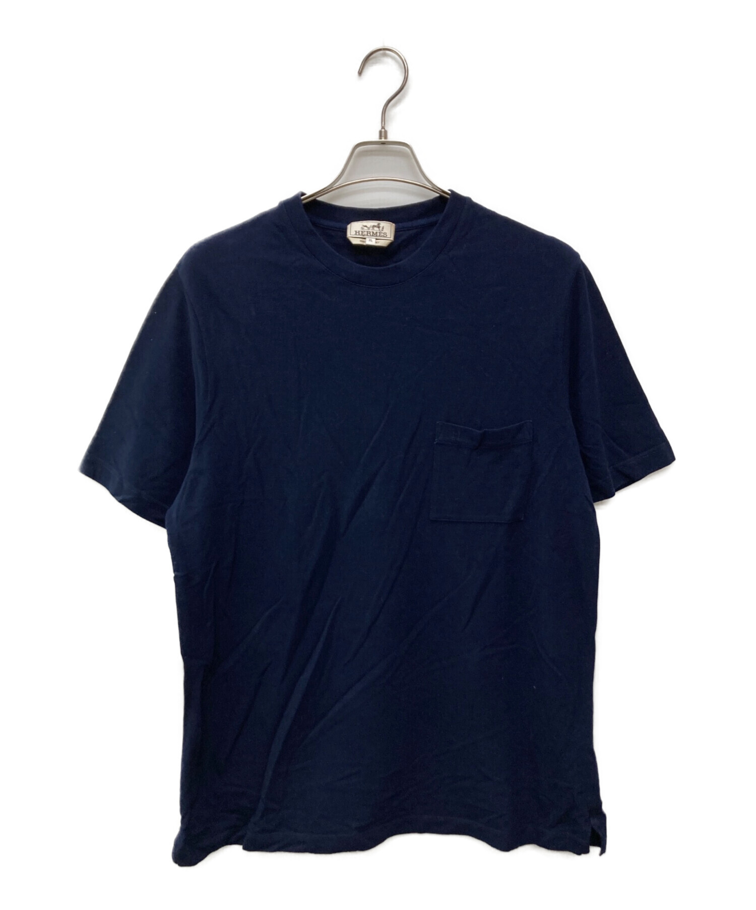 中古・古着通販】HERMES (エルメス) H刺繍コットンTシャツ ネイビー