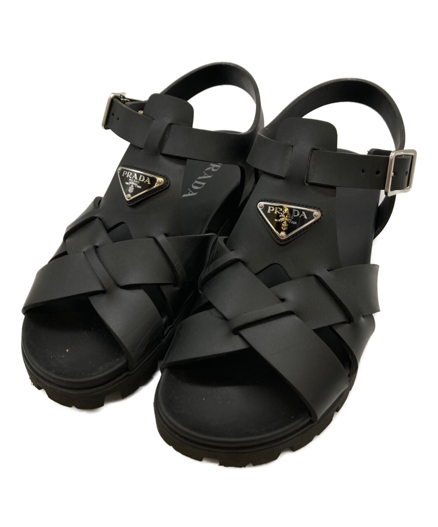 PRADA ラバークロスサンダル　サイズ8 約27㎝ 中古・古着通販】PRADA (プラダ) ラバークロスサンダル PRADA ブラック
