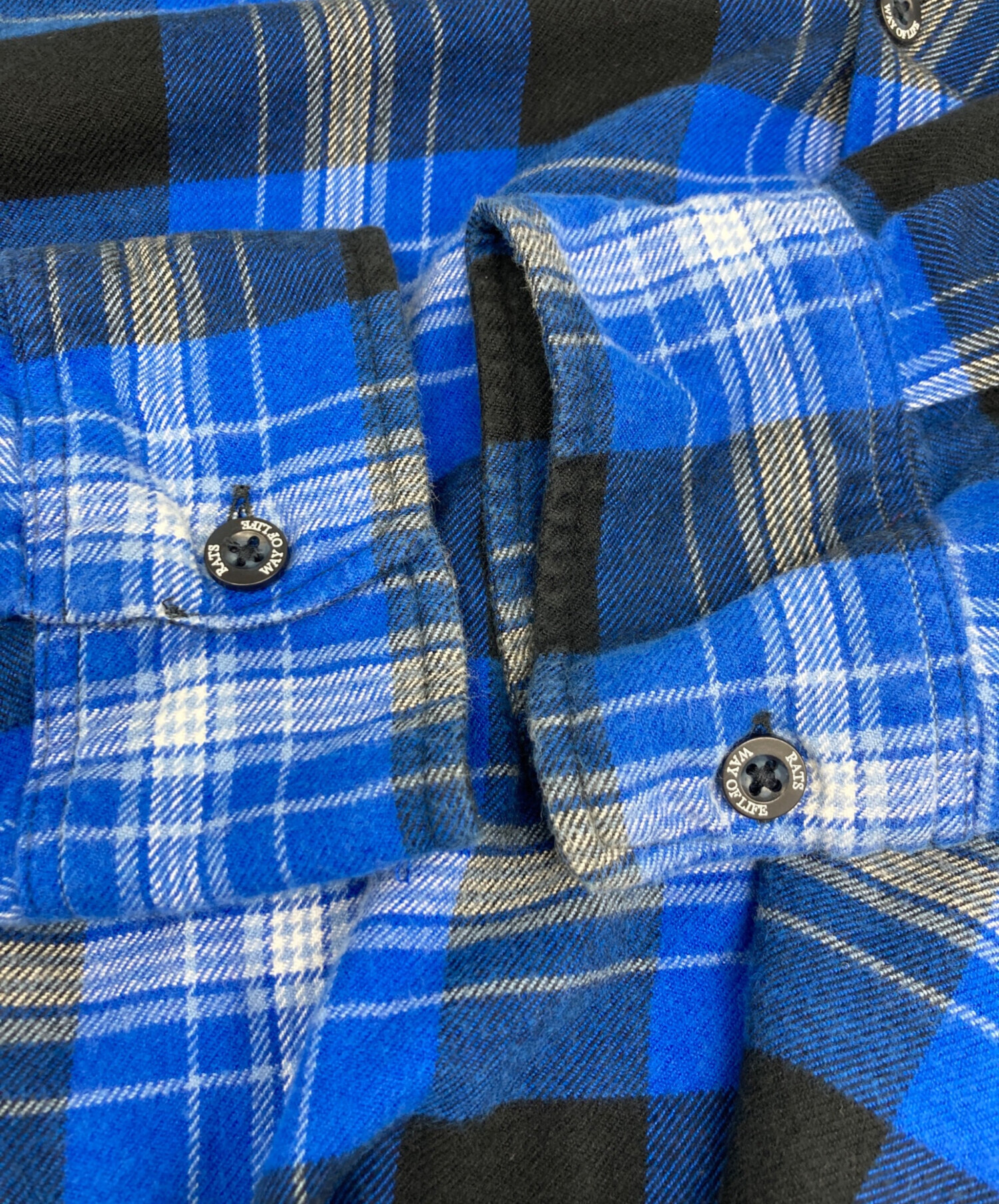 中古・古着通販】RATS (ラッツ) COTTON RAYON CHECK SHIRT ブルー