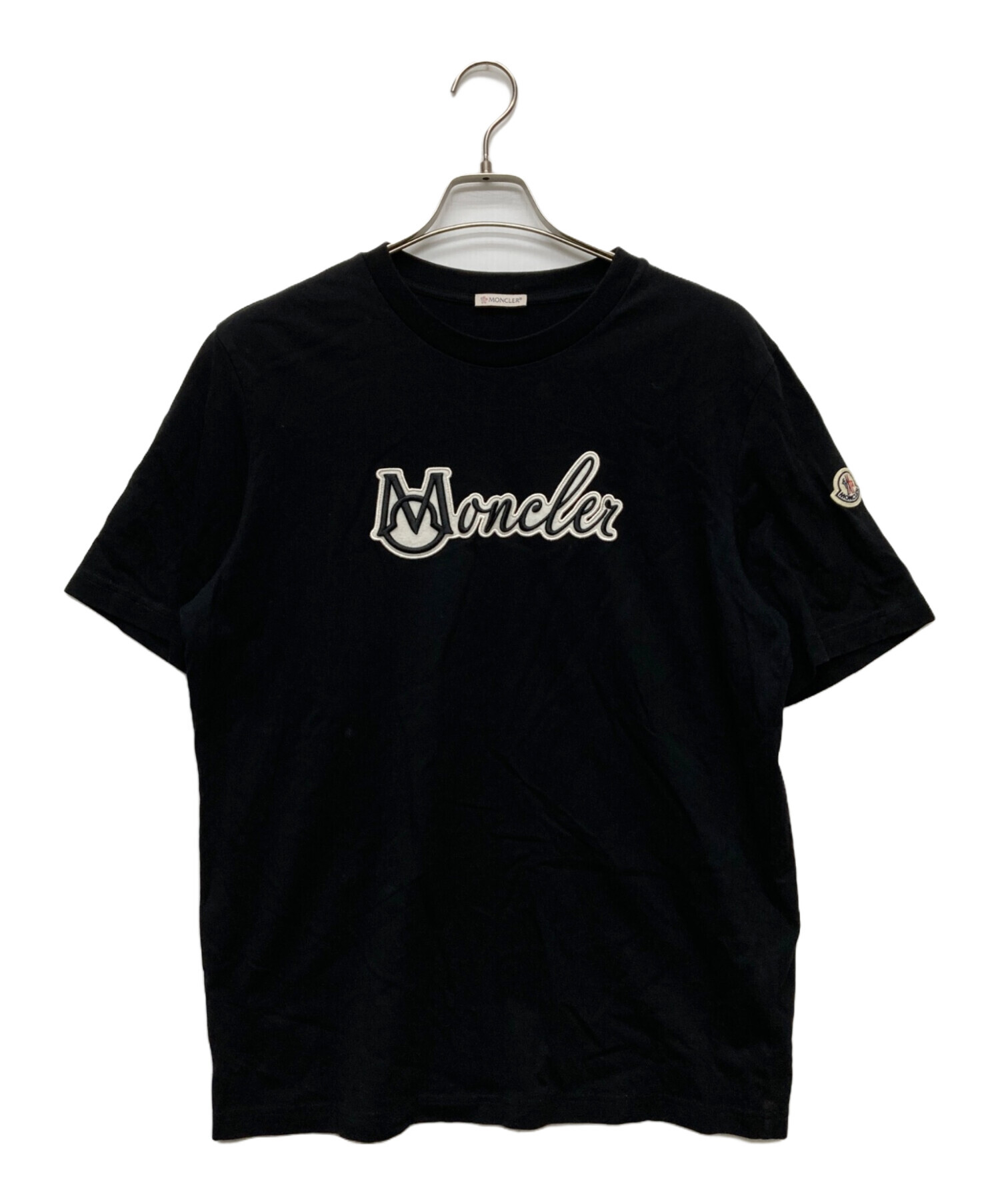 美品 23AW MONCLER モンクレール ラインストーンロゴ Tシャツ I20938C00014 サイズM ブラック レディース 古着 中古 USED MONCLER（モンクレール） 美品 23AW MONCLER ラインストーンロゴ T