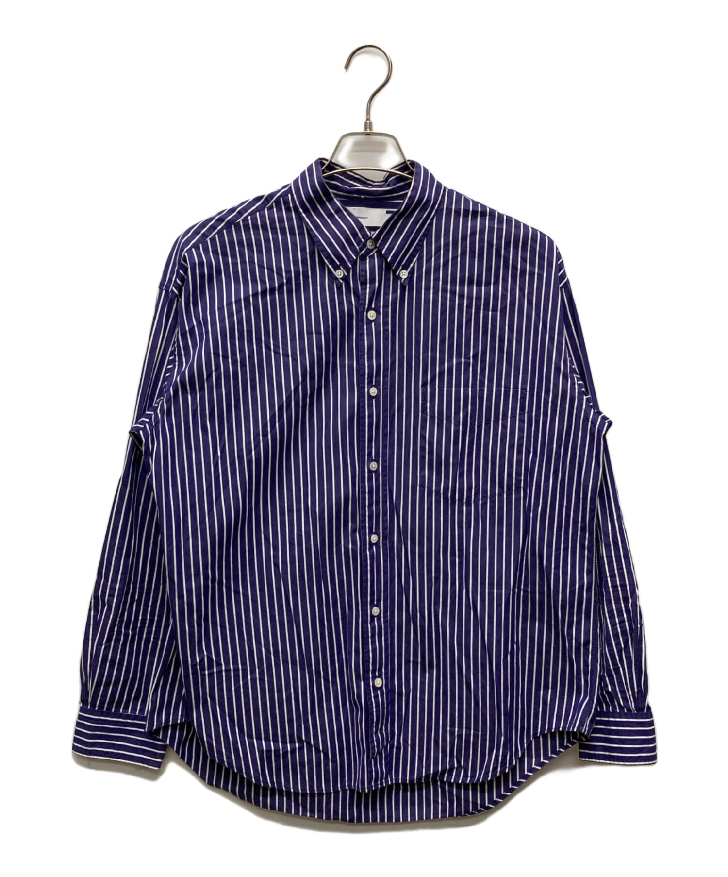 グラフペーパー トーマスメイソン 長袖シャツ ストライプ ネイビー 1 tu7 中古・古着通販】Graphpaper (グラフペーパー) THOMAS MASON (トーマス