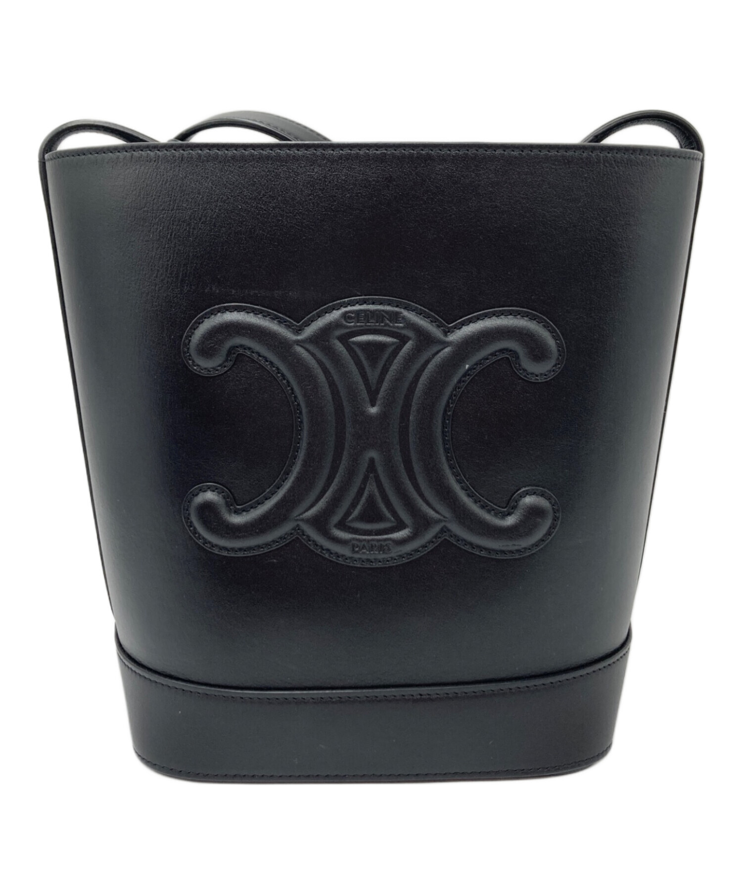 セリーヌ CELINE スモールバケット トリオンフ・レザー・ウール 【中古】 中古・古着通販】CELINE (セリーヌ) スモール バケット キュイル