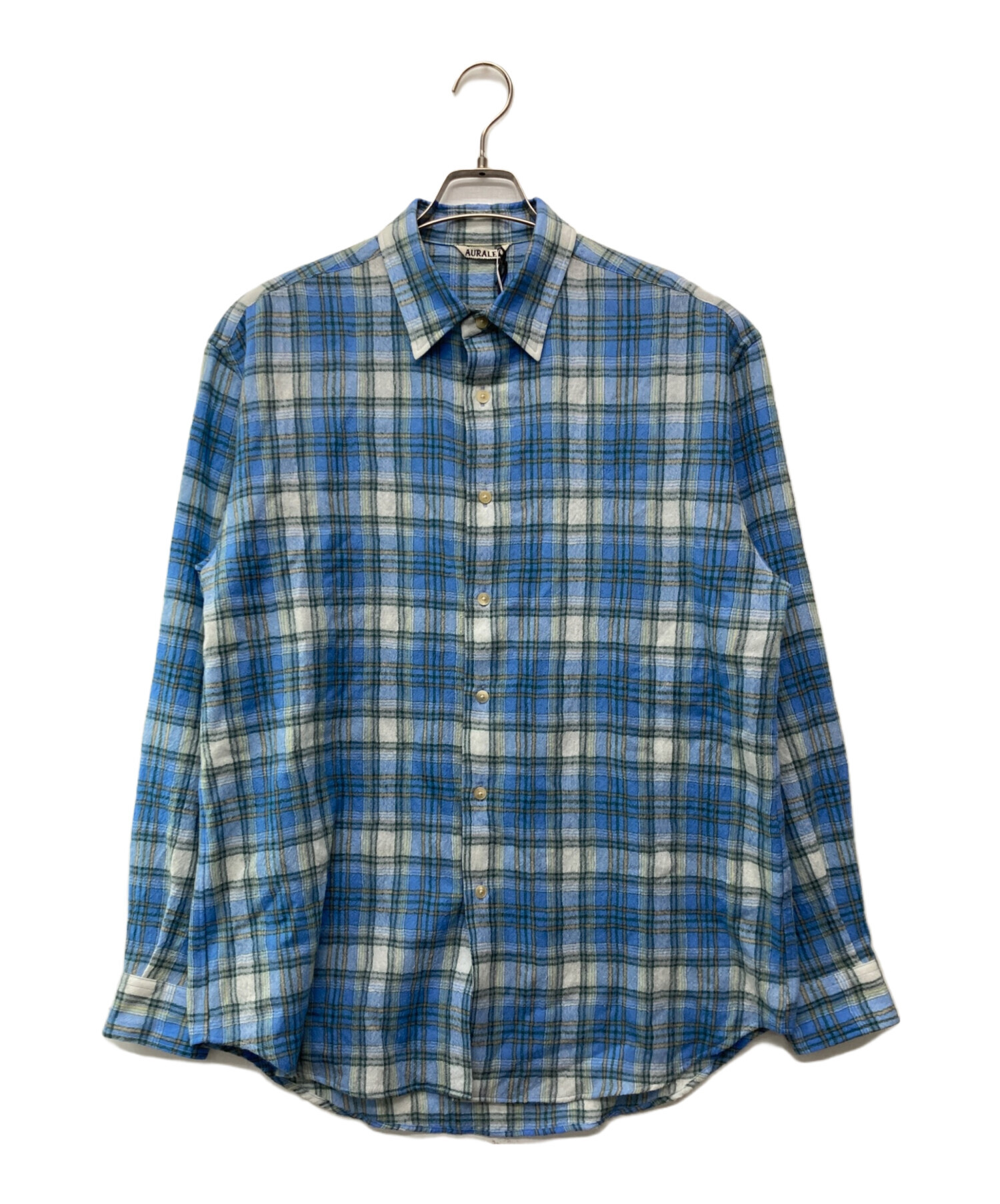 未使用AURALEE AIRY WOOL CHECK SHIRT/BLUE 中古・古着通販】AURALEE (オーラリー) AIRY WOOL CHECK SHIRT ブルー