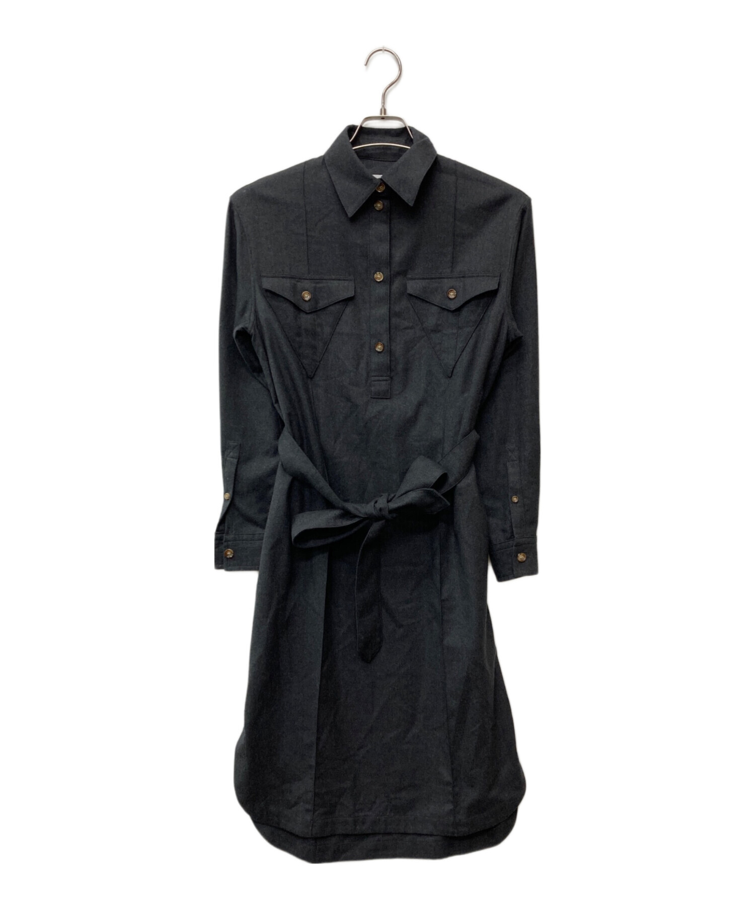 中古・古着通販】BURBERRY (バーバリー) ウールニットシャツワンピース