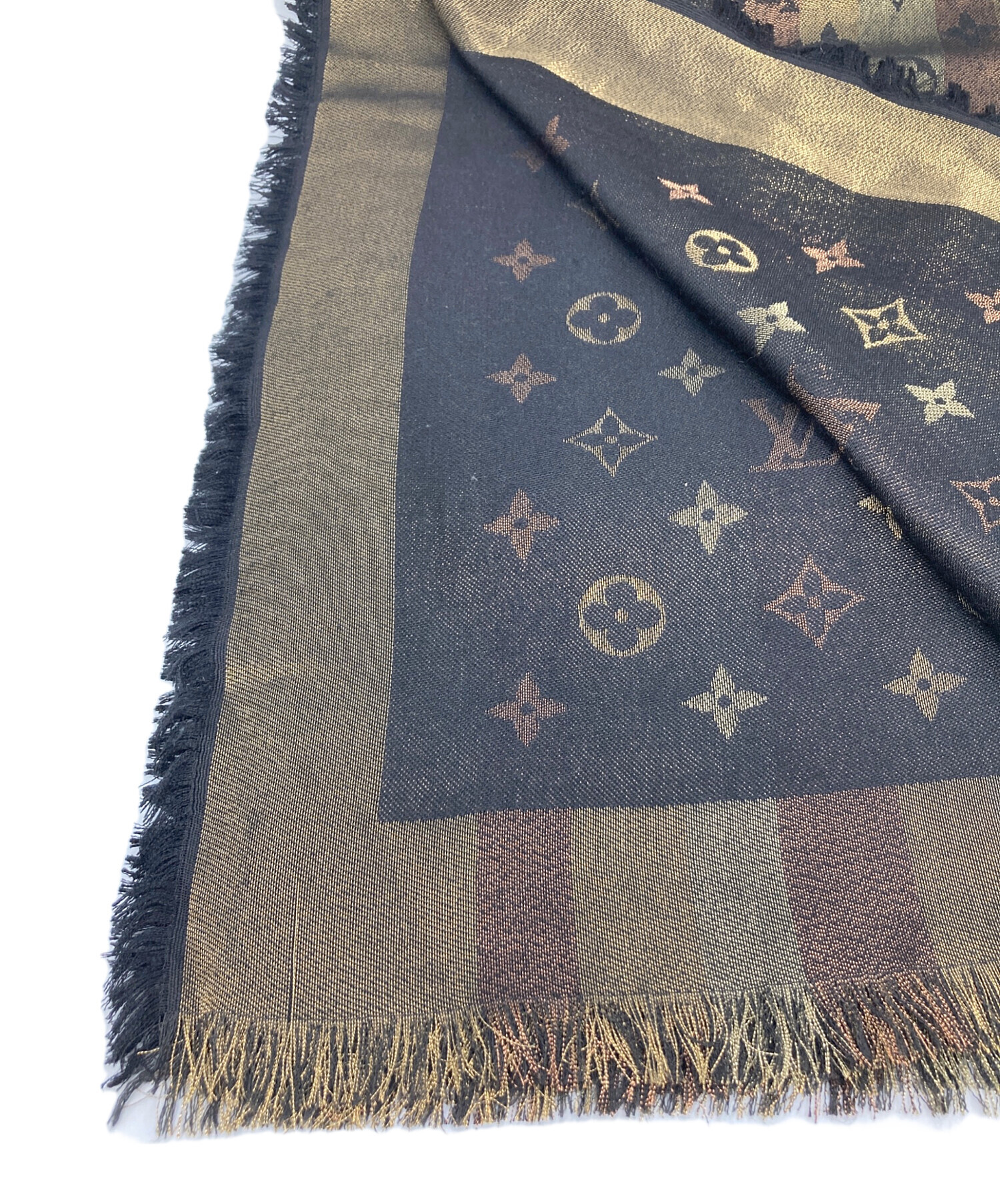 ルイヴィトン Louis vuitton モノグラム ショール ブラウン LOUIS VUITTON（ルイ・ヴィトン） モノグラム シルク×ウール ストール