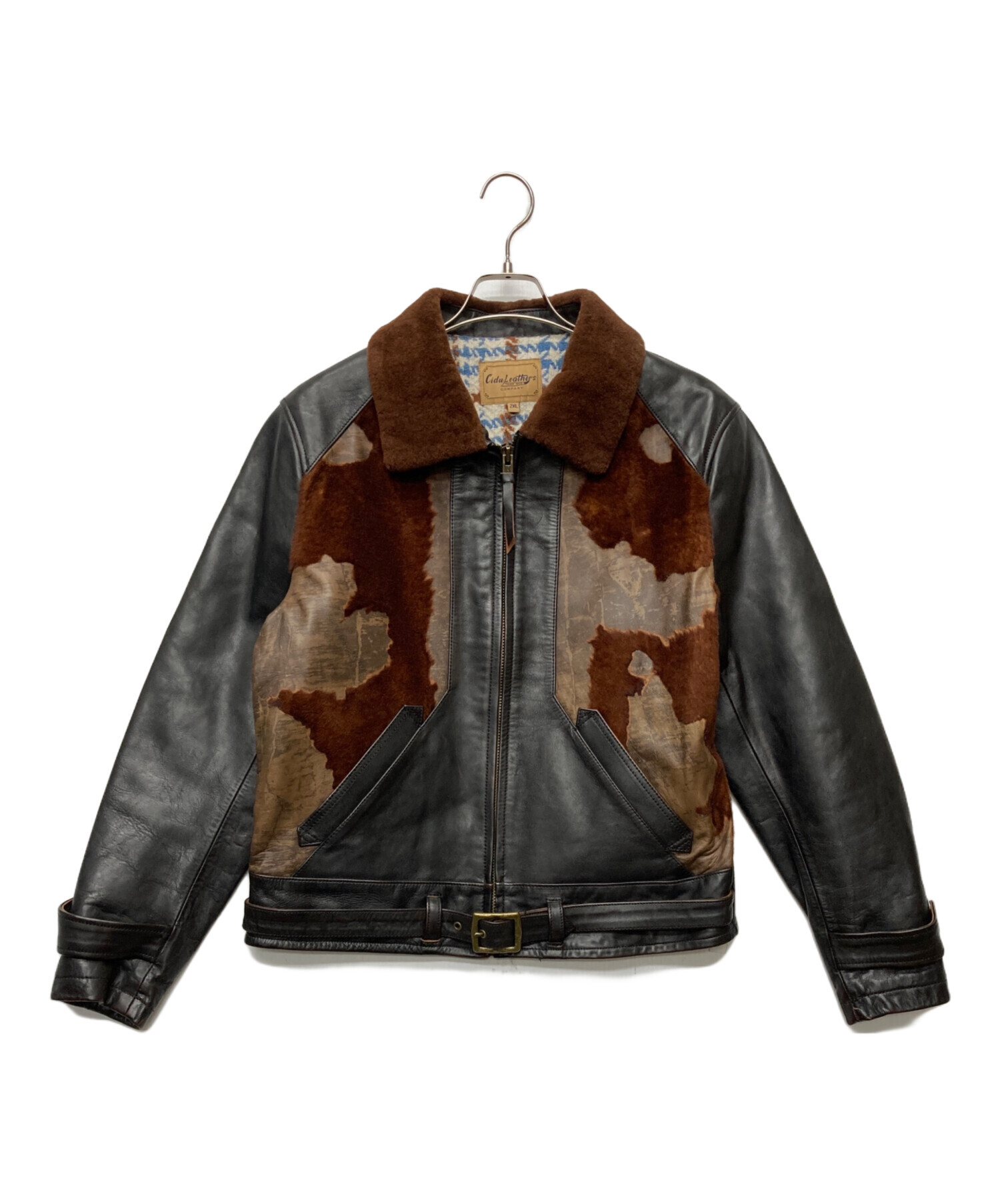 中古・古着通販】CIDU LEATHERS (シヅレザー) ファー切替レザー