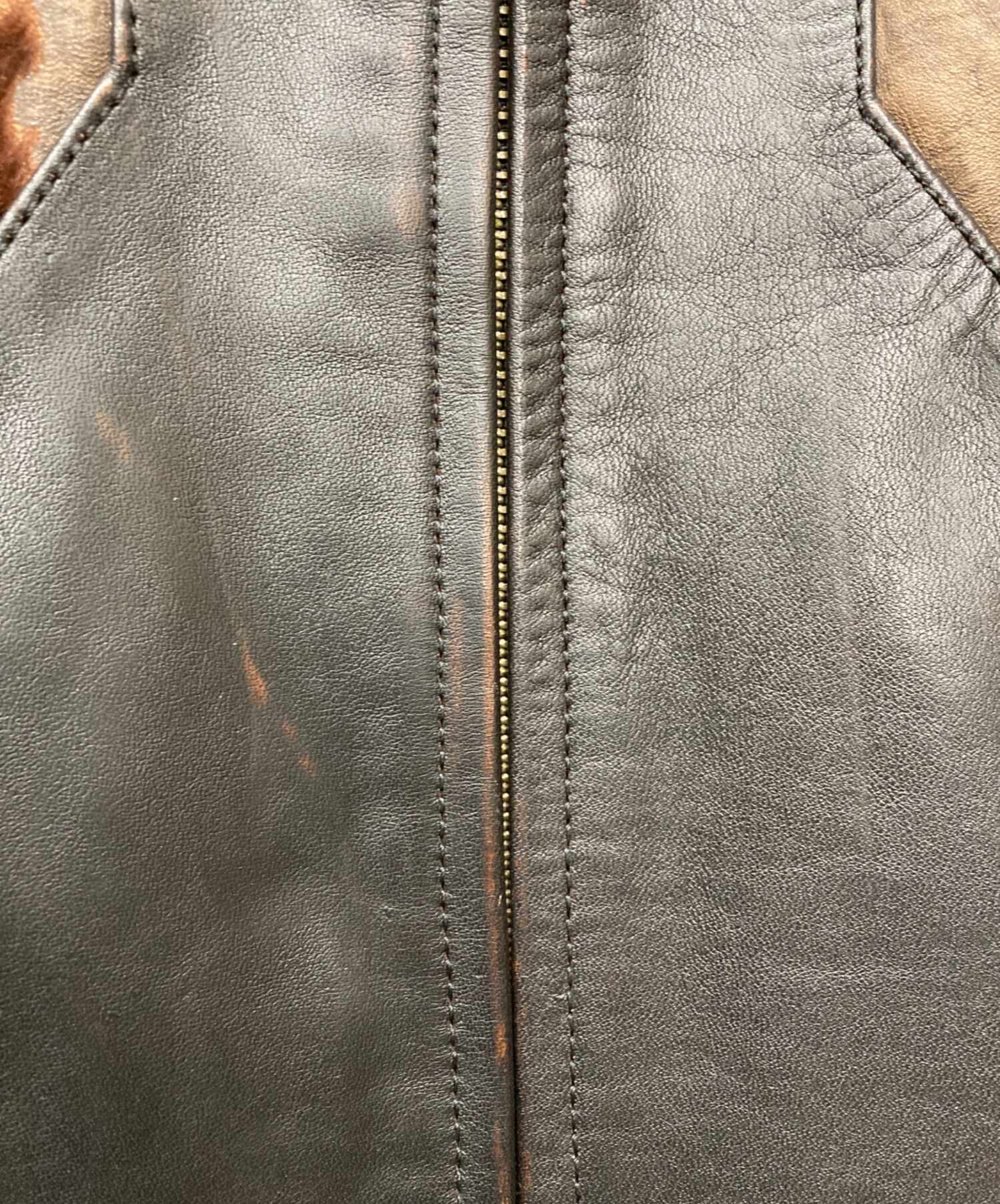 中古・古着通販】CIDU LEATHERS (シヅレザー) ファー切替レザー