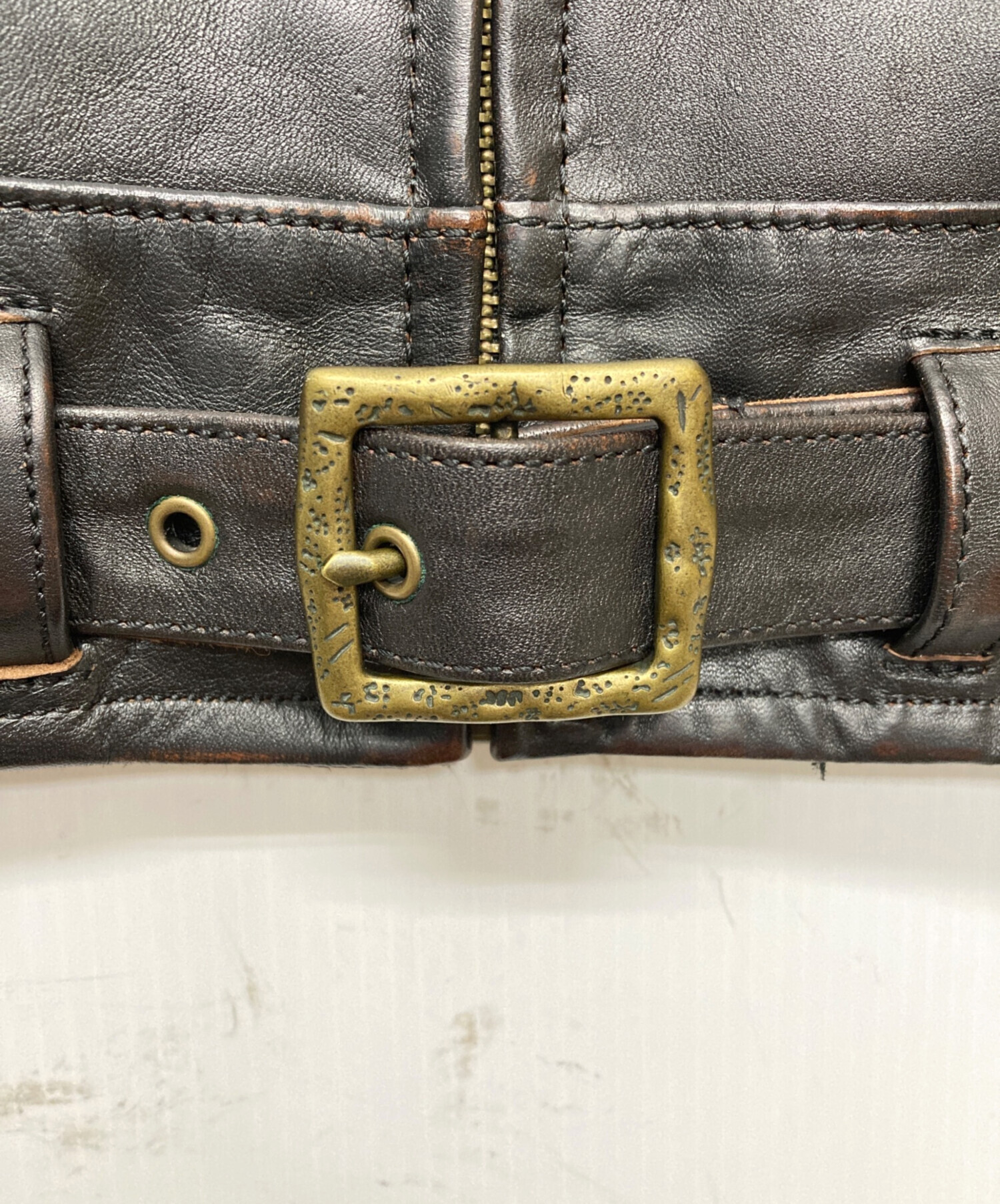 中古・古着通販】CIDU LEATHERS (シヅレザー) ファー切替レザー