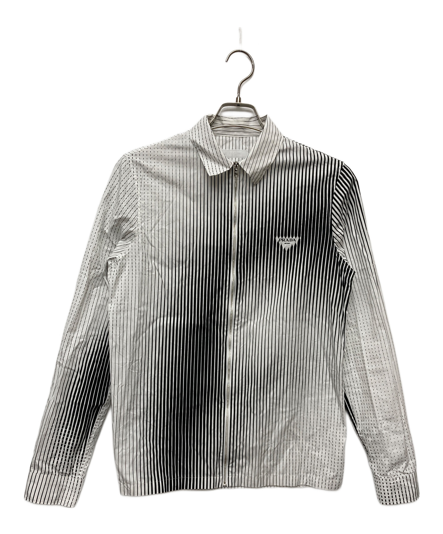 中古・古着通販】PRADA (プラダ) ストライプジップアップシャツ/UCN330