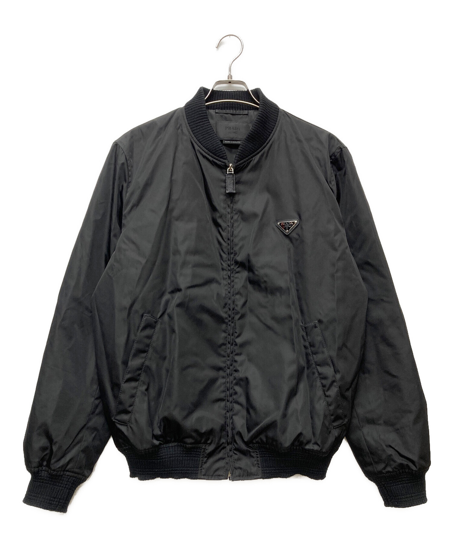 PRADA renylon ジャケットボタン付きジャケット 中古・古着通販】PRADA (プラダ) ReNylonボンバージャケット ブラック