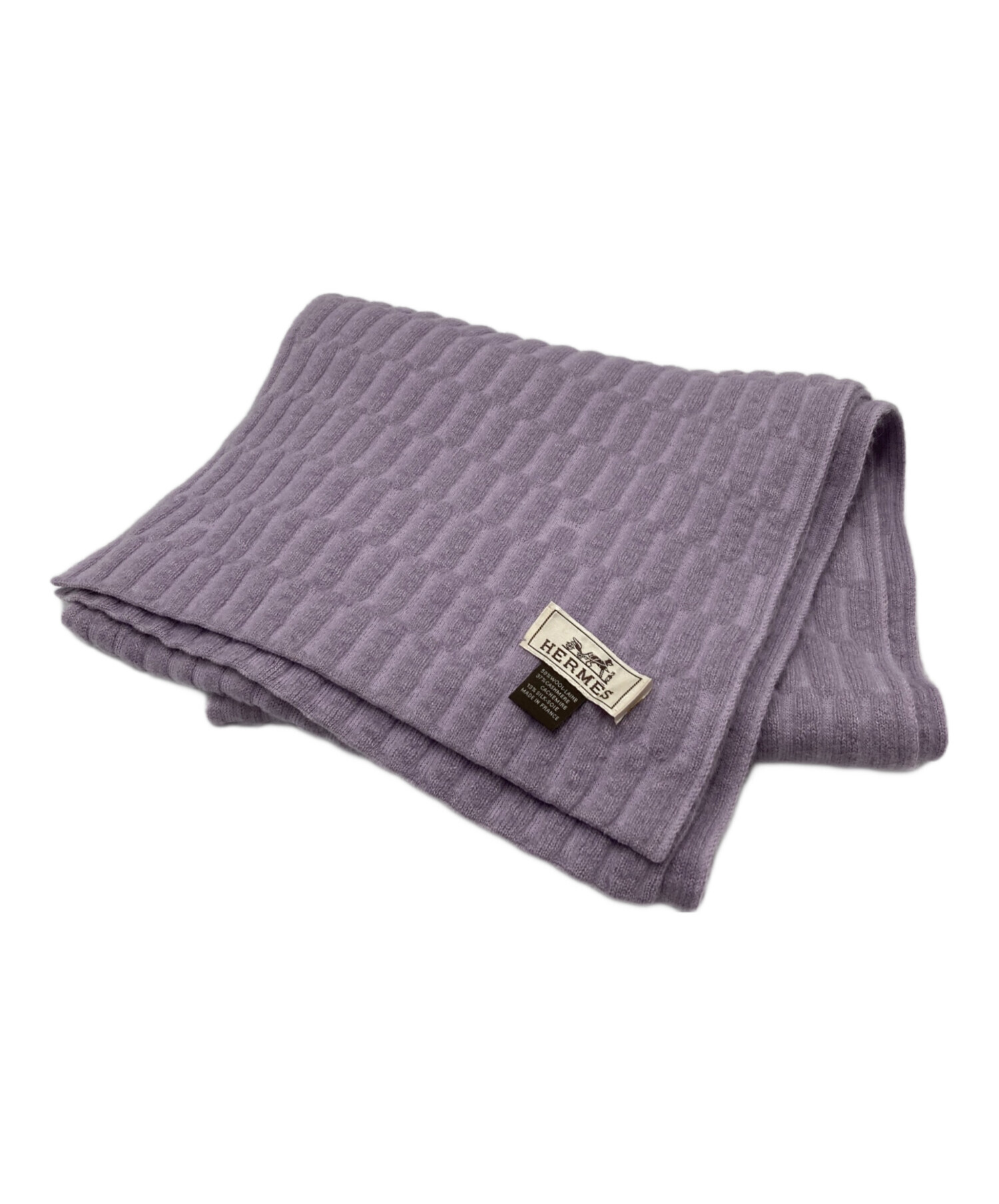 中古・古着通販】HERMES (エルメス) ウールカシミヤマフラー パープル