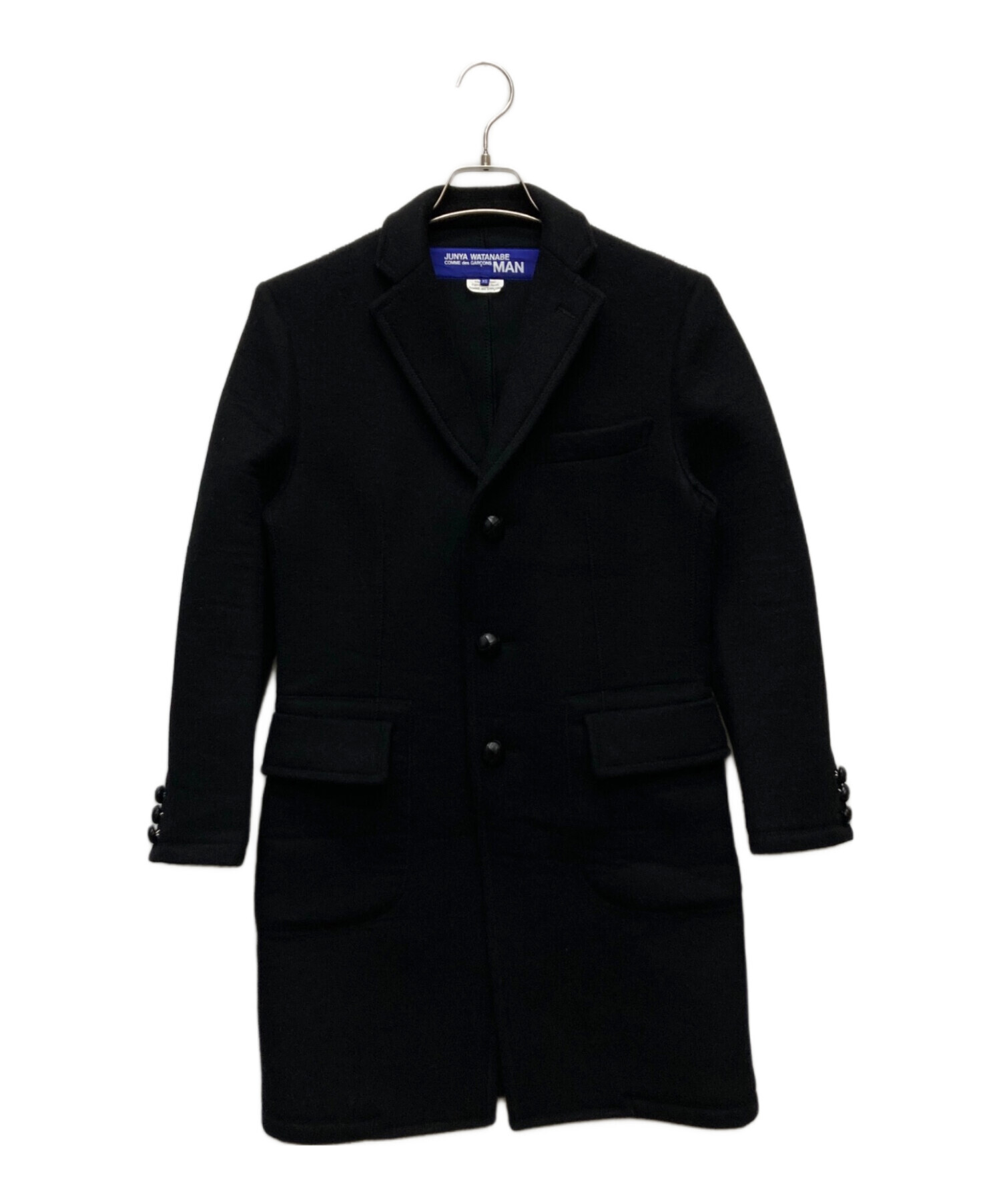 JUNYA WATANABE MAN ブラック チェスターコートS 中古・古着通販】JUNYA WATANABE MAN (ジュンヤワタナベマン) ウール