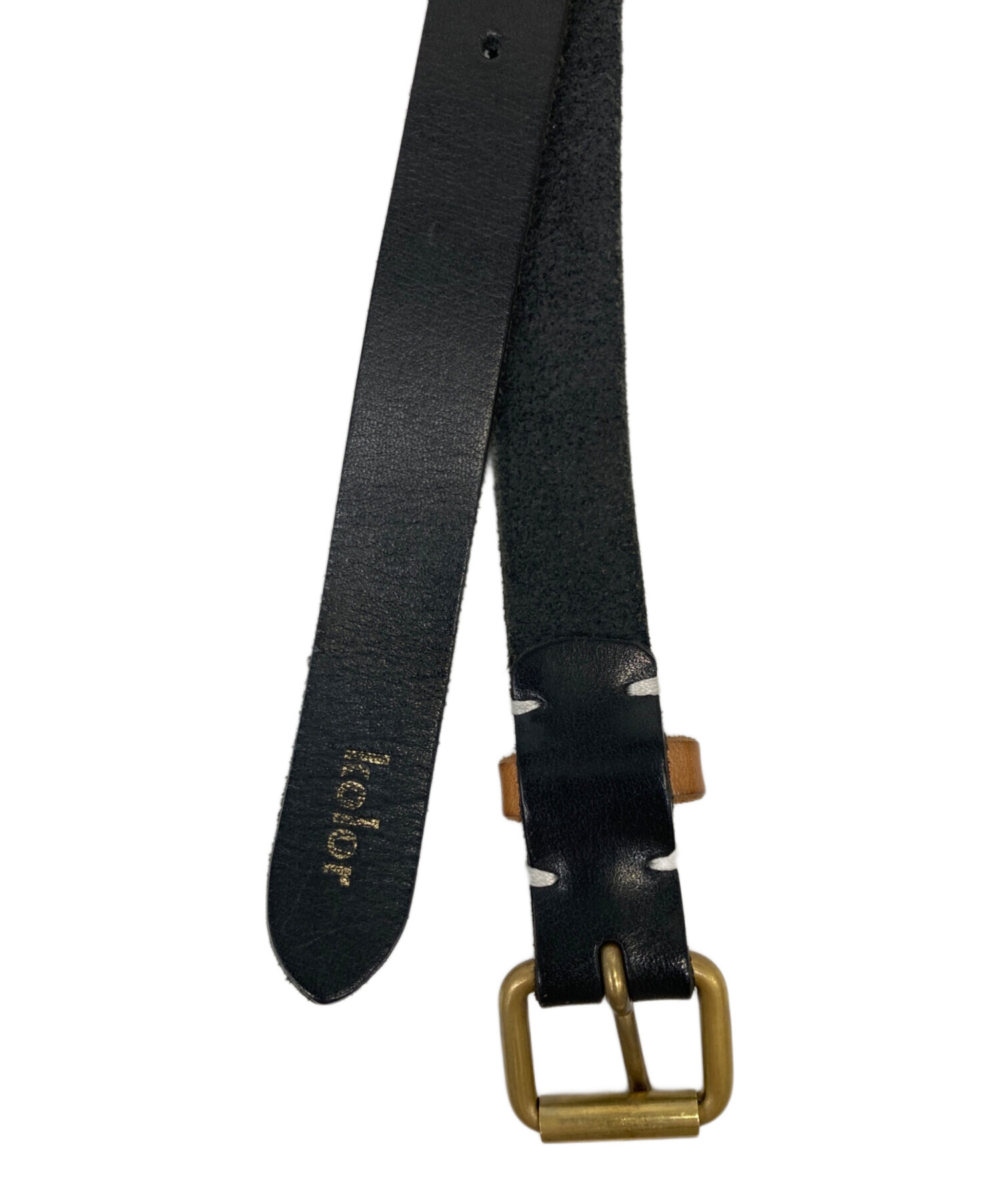 古着　スタッズベルト　ブラック 中古・古着通販】KOLOR (カラー) ナローレザースタッズベルト ブラック