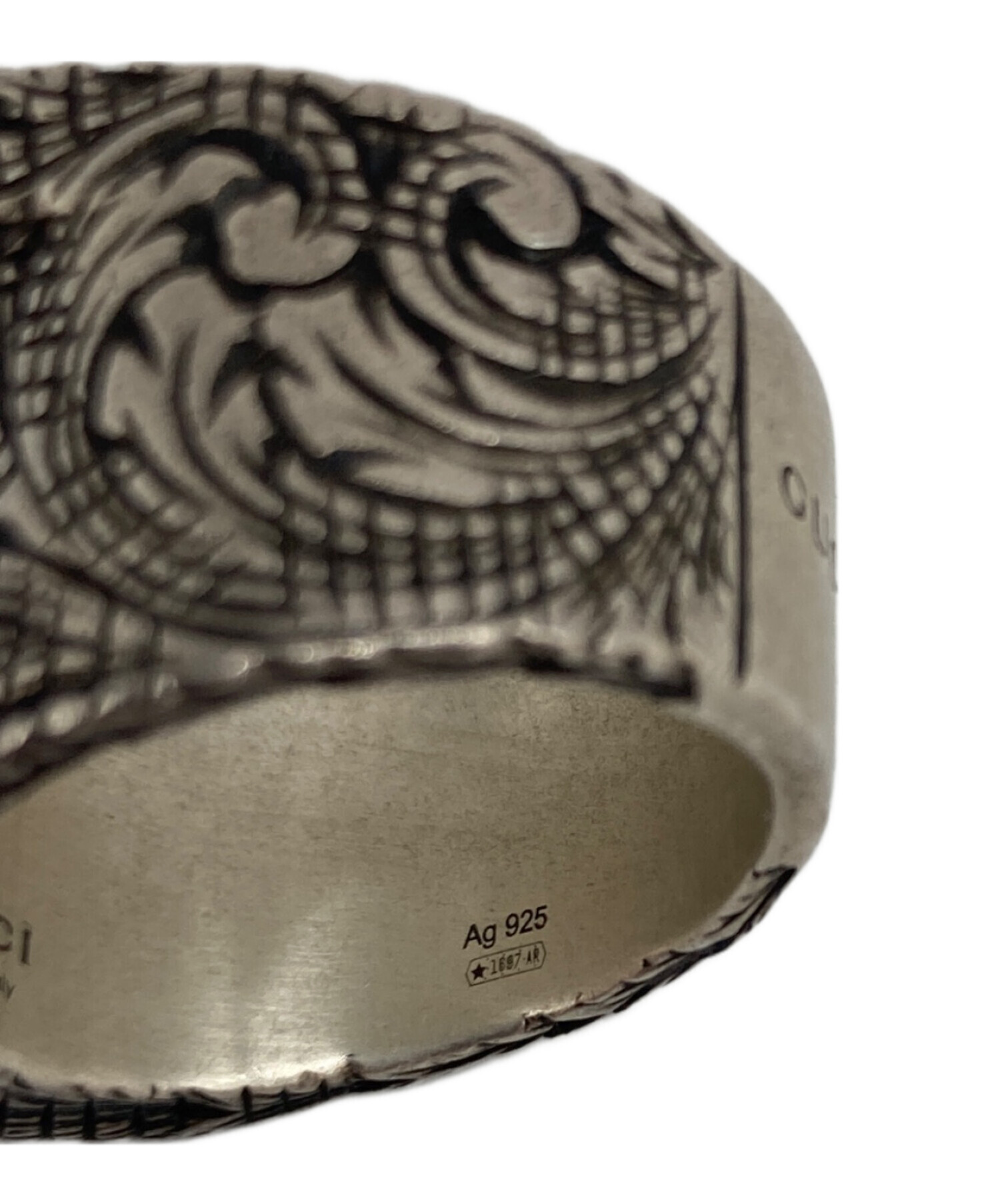 L*s様 GUCCI シルバー リング 編み込み模様 刻印 15号 中古・古着通販】GUCCI (グッチ) アラベスク柄イニシャルリング