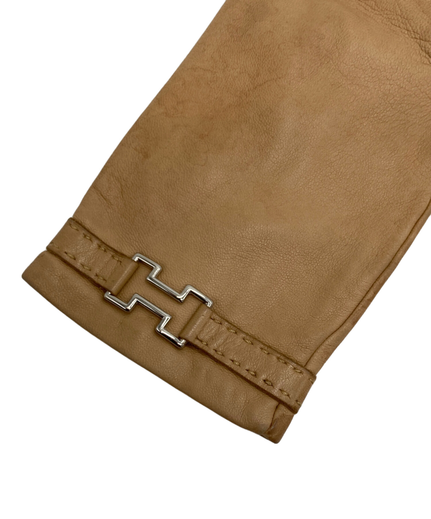 中古・古着通販】HERMES (エルメス) H金具レザーグローブ ベージュ