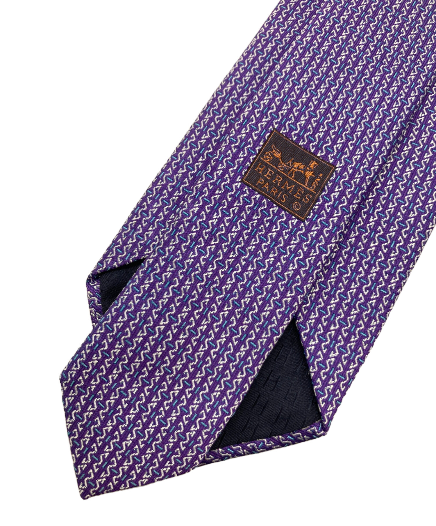 中古・古着通販】HERMES (エルメス) 総柄シルクネクタイ パープル