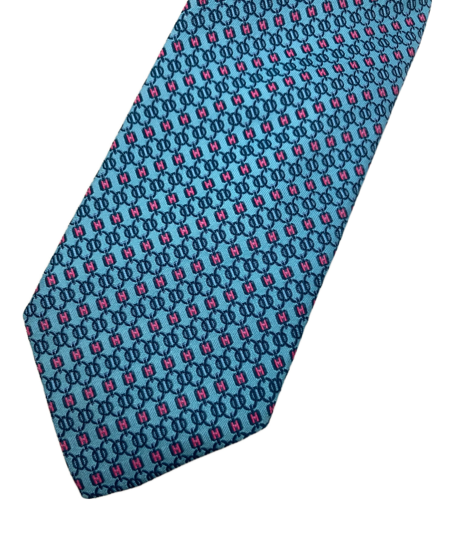 中古・古着通販】HERMES (エルメス) 総柄シルクネクタイ ブルー サイズ