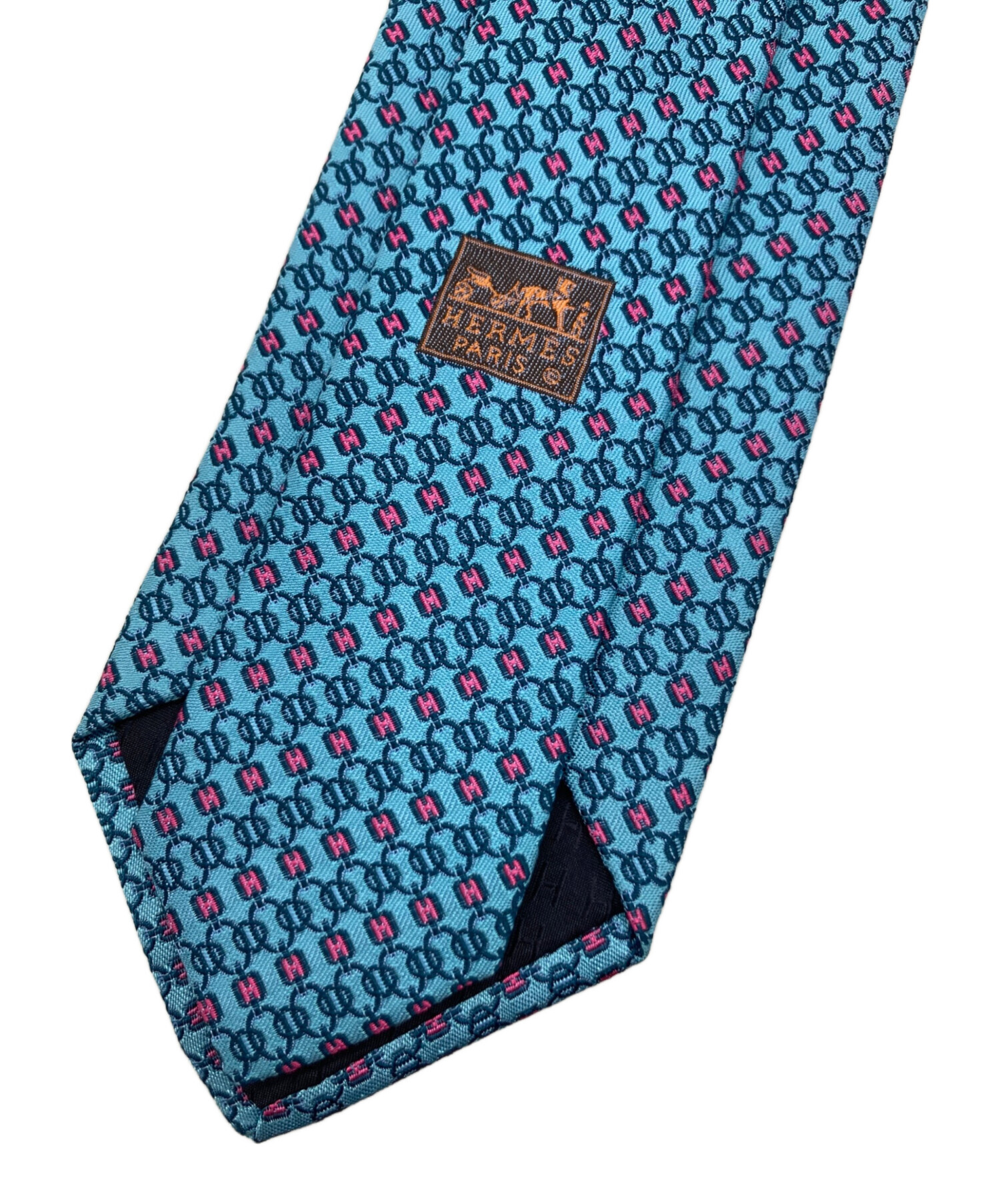 中古・古着通販】HERMES (エルメス) 総柄シルクネクタイ ブルー サイズ