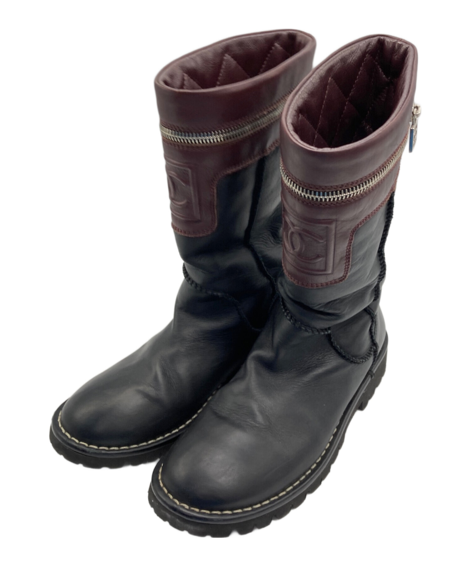 中古・古着通販】CHANEL (シャネル) ココマークレザーブーツ/G26537