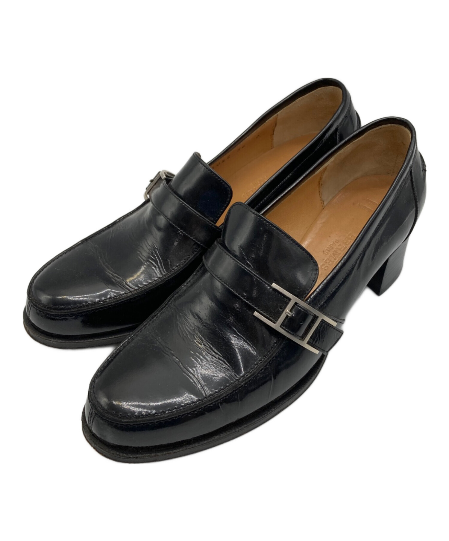 中古・古着通販】HERMES (エルメス) Hロゴエナメルモカシンローファー