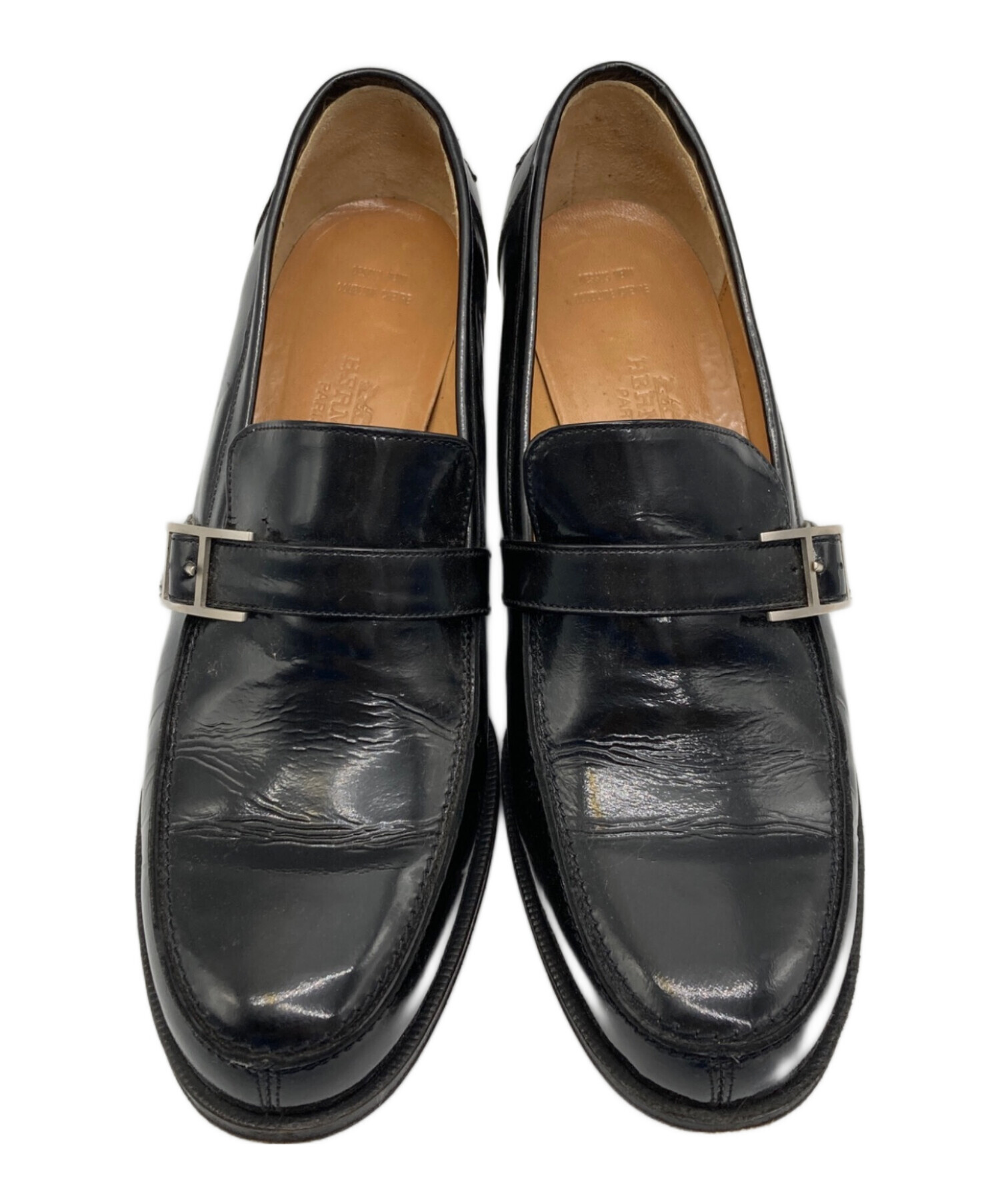 中古・古着通販】HERMES (エルメス) Hロゴエナメルモカシンローファー