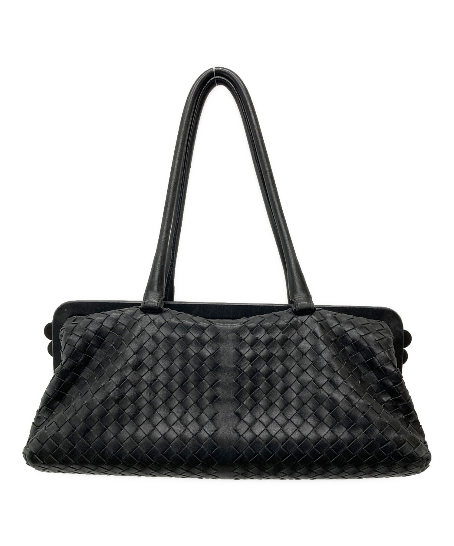 【激レア】 BOTTEGA VENETA ハンドバッグ 黒 ナイロン がま口 中古・古着通販】BOTTEGA VENETA (ボッテガベネタ) イントレチャート
