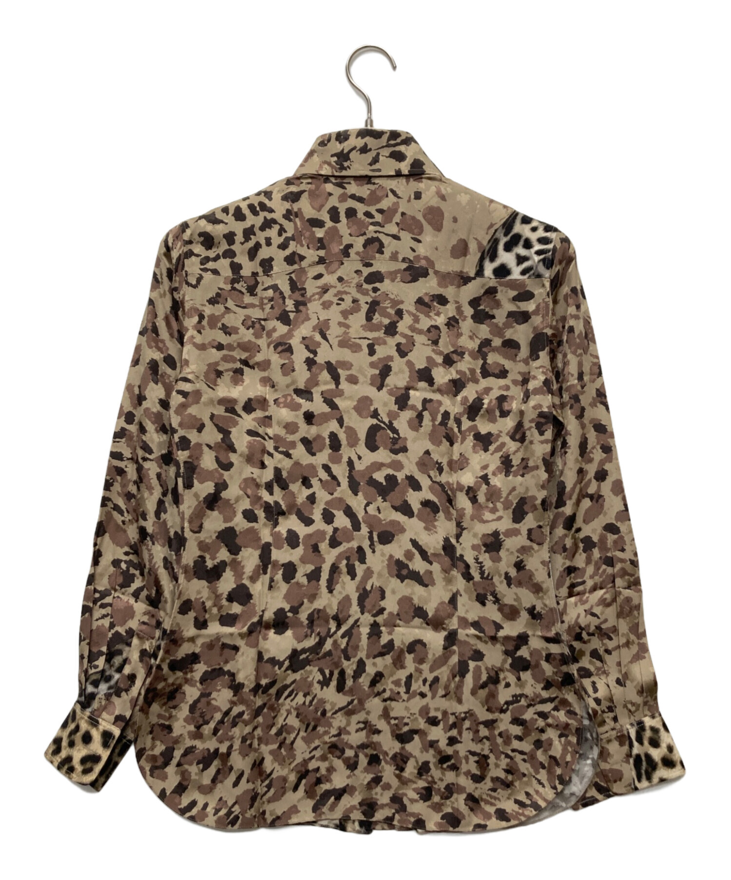 中古・古着通販】HERMES (エルメス) シルクレオパードシャツ ベージュ