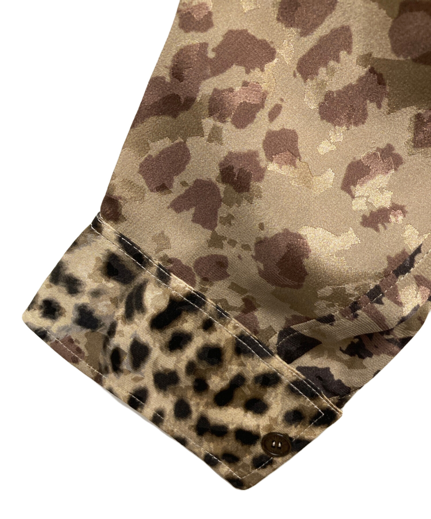 中古・古着通販】HERMES (エルメス) シルクレオパードシャツ ベージュ