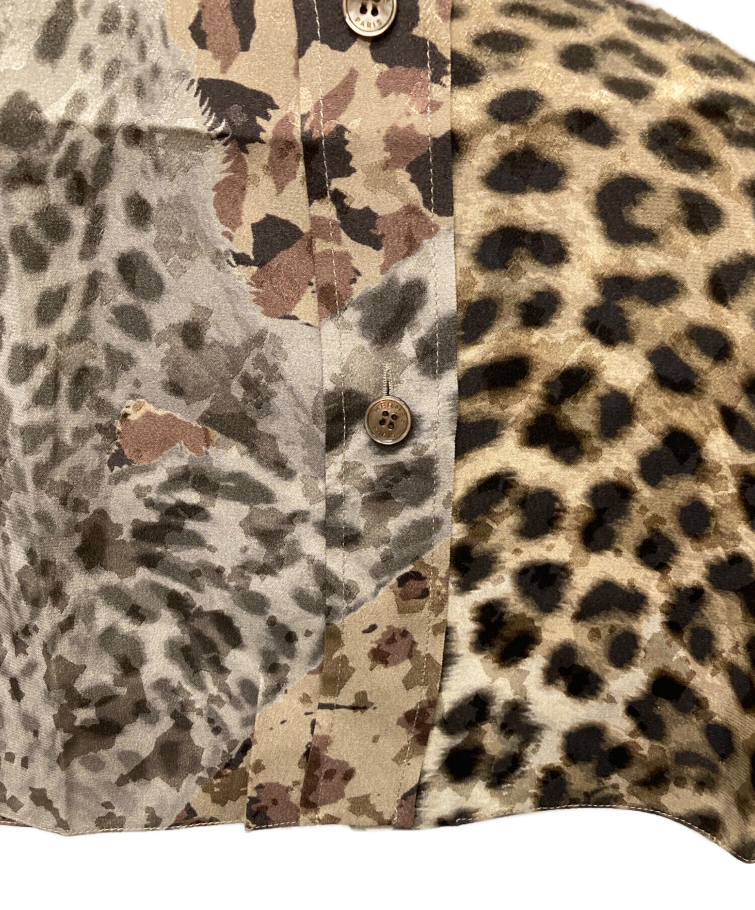 中古・古着通販】HERMES (エルメス) シルクレオパードシャツ ベージュ