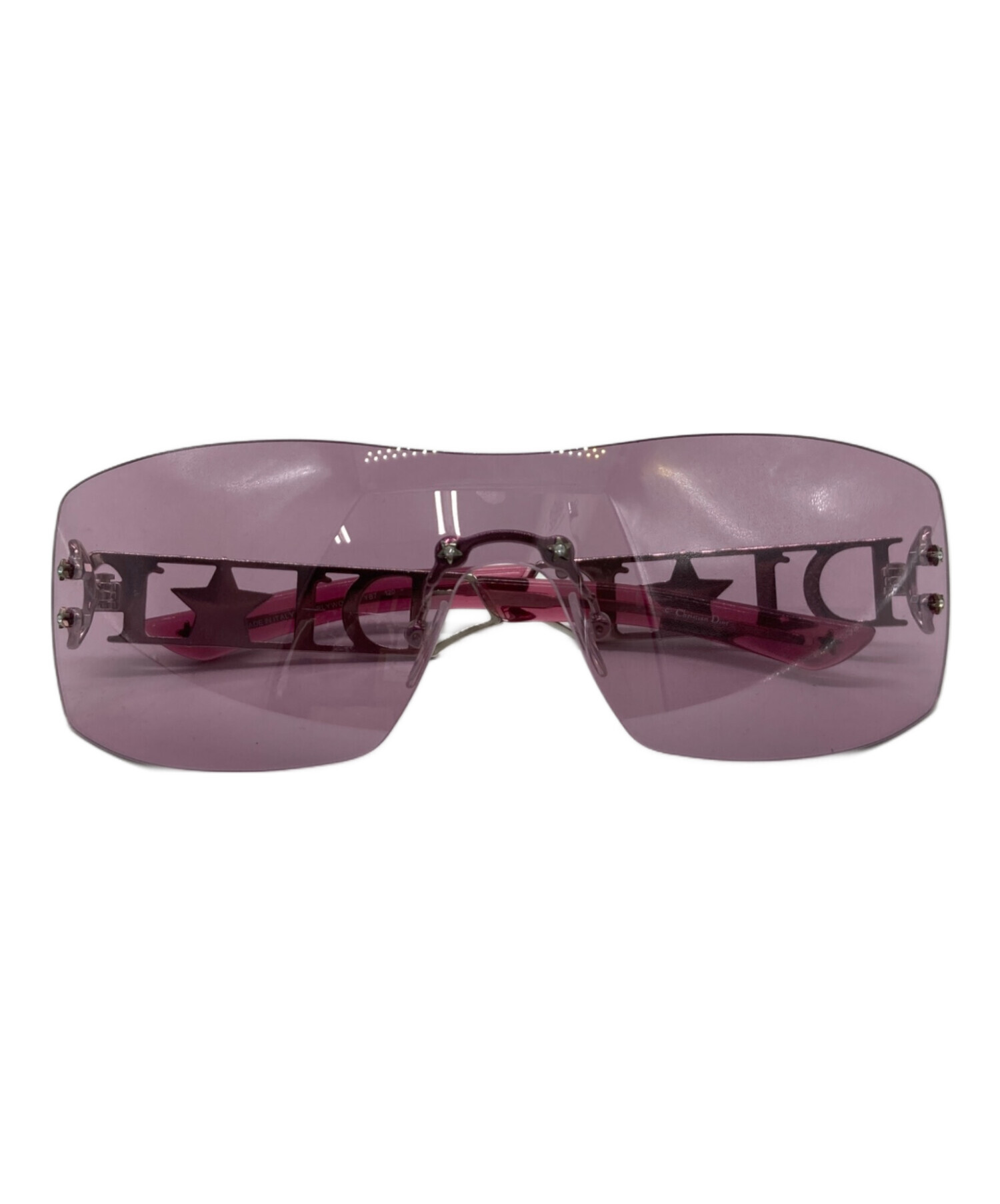 ディオール サングラス ハーフリム ピンク シルバー ケース付き YB7DU 中古・古着通販】Christian Dior (クリスチャン ディオール