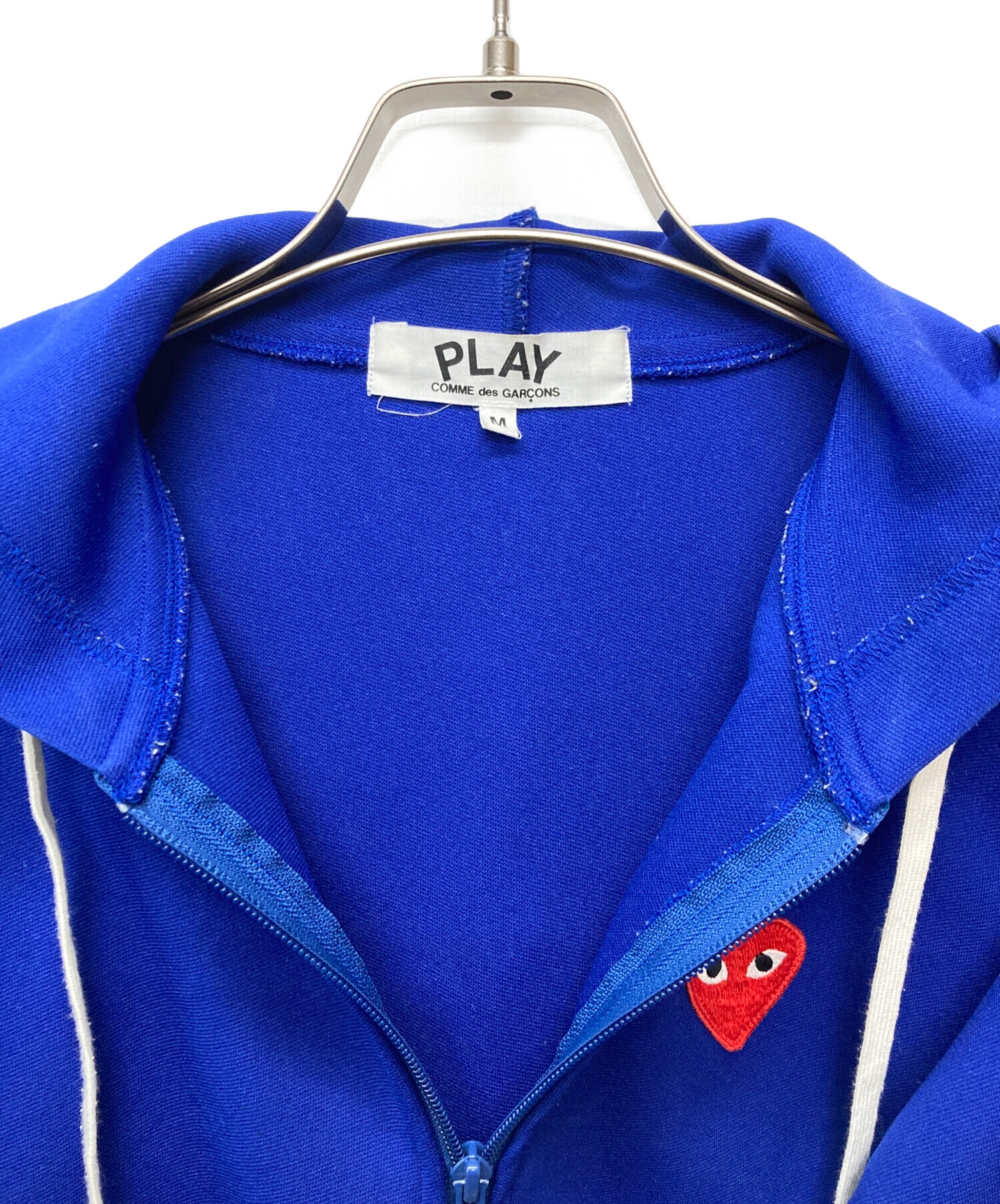 PLAY コムデギャルソン パーカー ブルー Lサイズ Play Comme des Garçons: Hooded Sweatshirt with Big Hearts (Navy