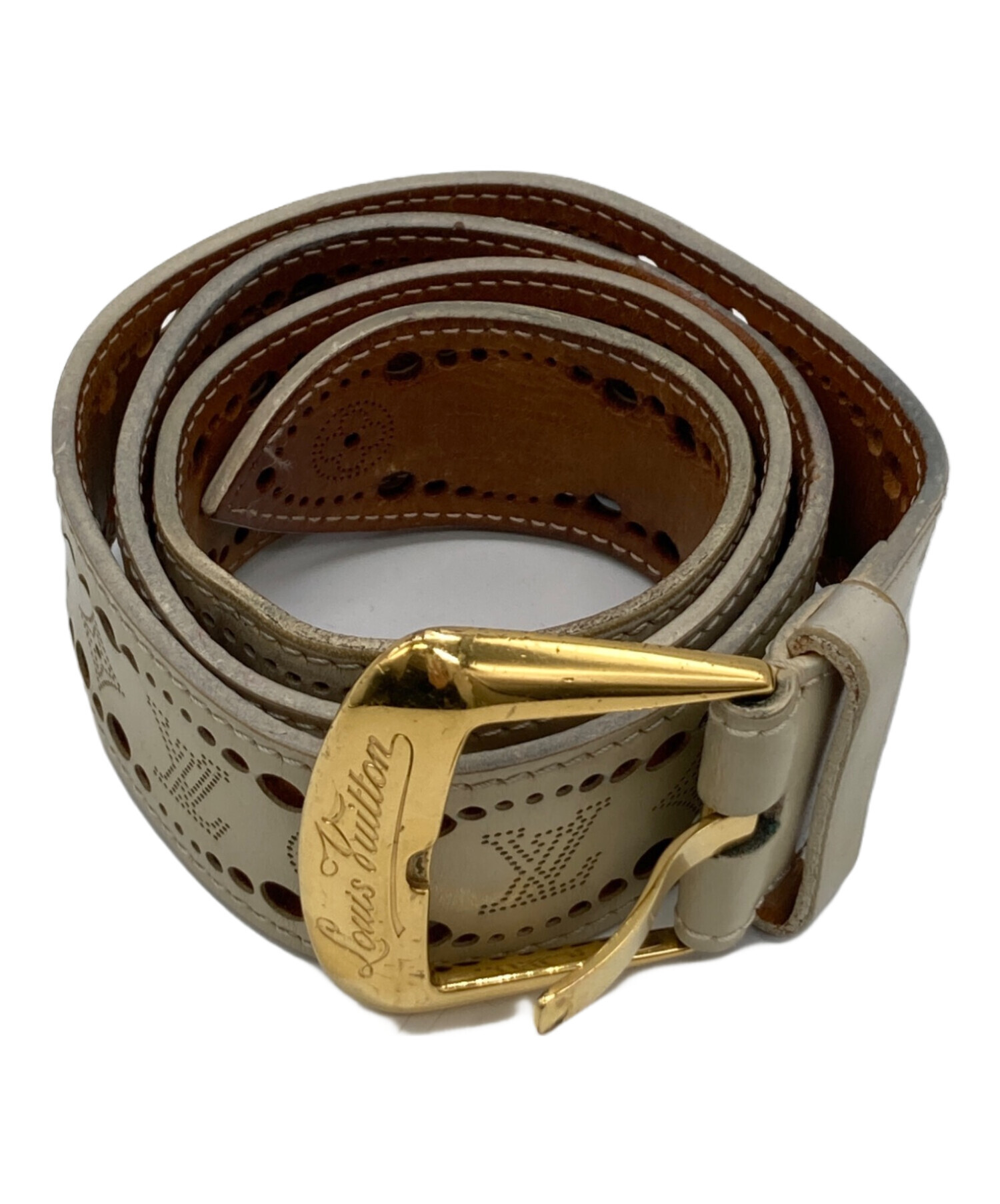 LOUIS VUITTON ベルト ベージュ 中古・古着通販】LOUIS VUITTON (ルイ ヴィトン) サンチュール