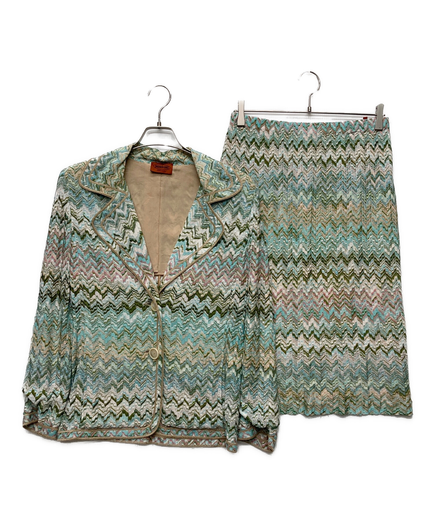 MISSONI ニットスカート ジグザグ柄 マルチカラー ロング 新品未使用 中古・古着通販】missoni (ミッソーニ) ジグザグスカートセットアップ