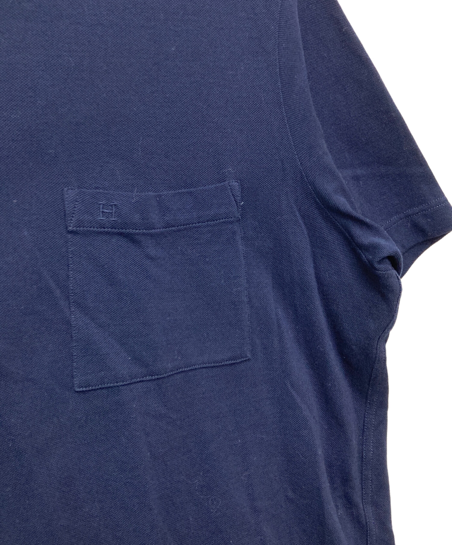中古・古着通販】HERMES (エルメス) 鹿の子ポケットTシャツ ネイビー