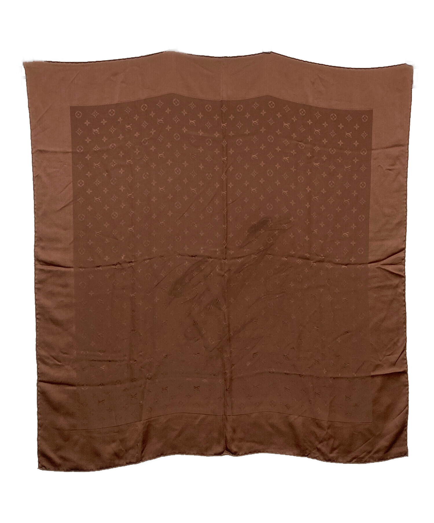 ルイヴィトン　モノグラム　シルクスカーフ ブラウン 中古・古着通販】LOUIS VUITTON (ルイ ヴィトン) モノグラムシルク