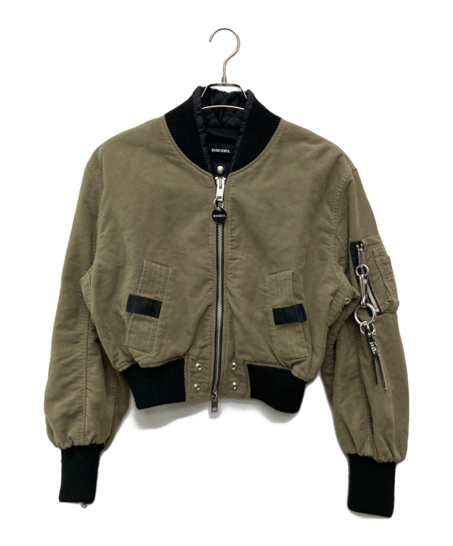 【diesel】 ジャケット ブルゾン archive 中古・古着通販】DIESEL (ディーゼル) Zip Design Crop Blouson カーキ