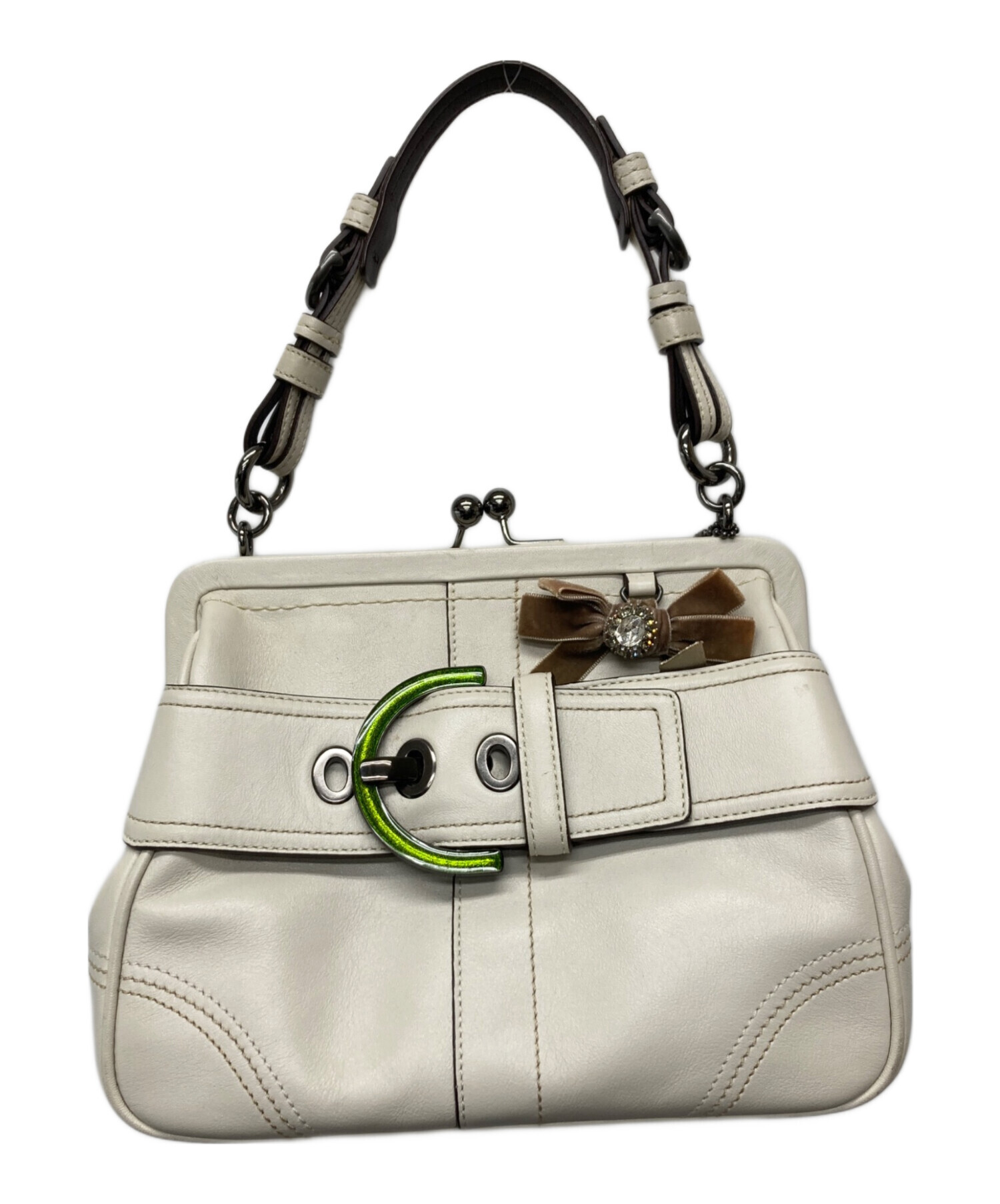 中古・古着通販】COACH (コーチ) がま口ハンドバッグ/8A12 アイボリー