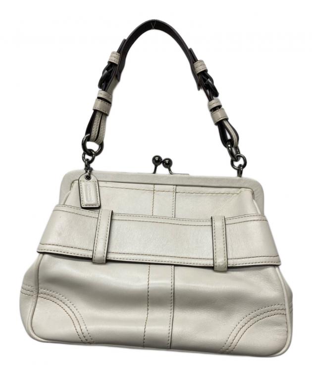 中古・古着通販】COACH (コーチ) がま口ハンドバッグ/8A12 アイボリー