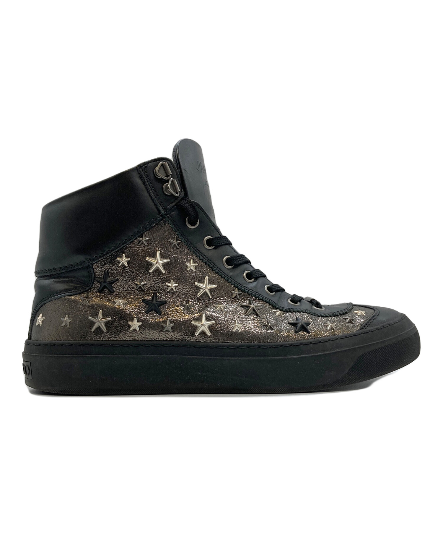 JIMMY CHOO 星型スタッズ ハイカットスニーカー 黒 中古・古着通販】JIMMY CHOO (ジミーチュウ) スタッズハイカット